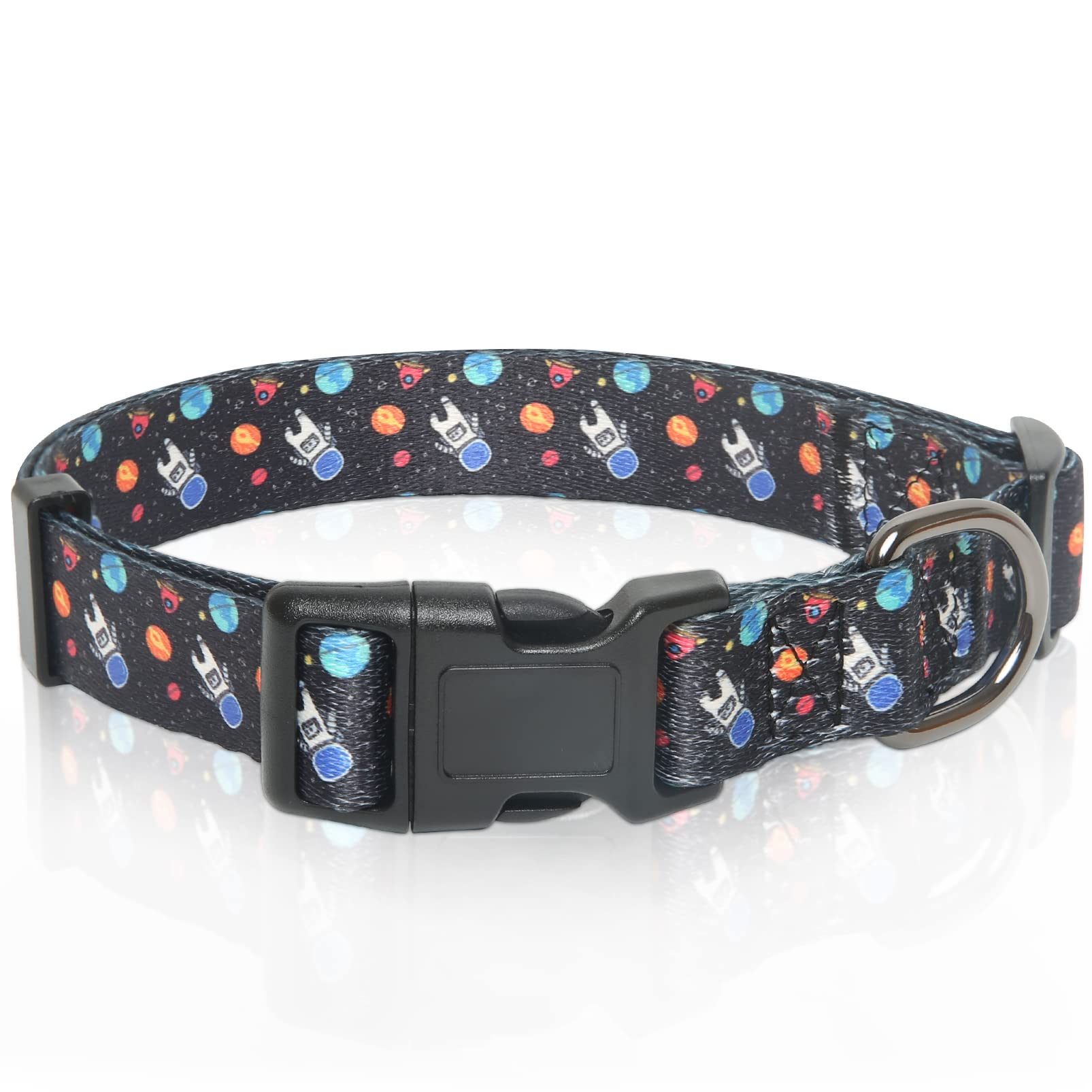 Timos Astronaut Dog Collar - Adjustable Soft Puppy Collar with Quick Release Buckle for Small, Medium & Large Dogs - Perfect for Daily Walks, Training & Space-Themed Pet Costumes