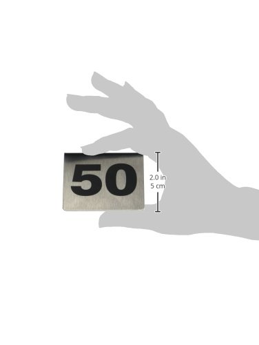 TableCraft T150 Stainless Steel Table Number Tents 1-50 Set (2.5