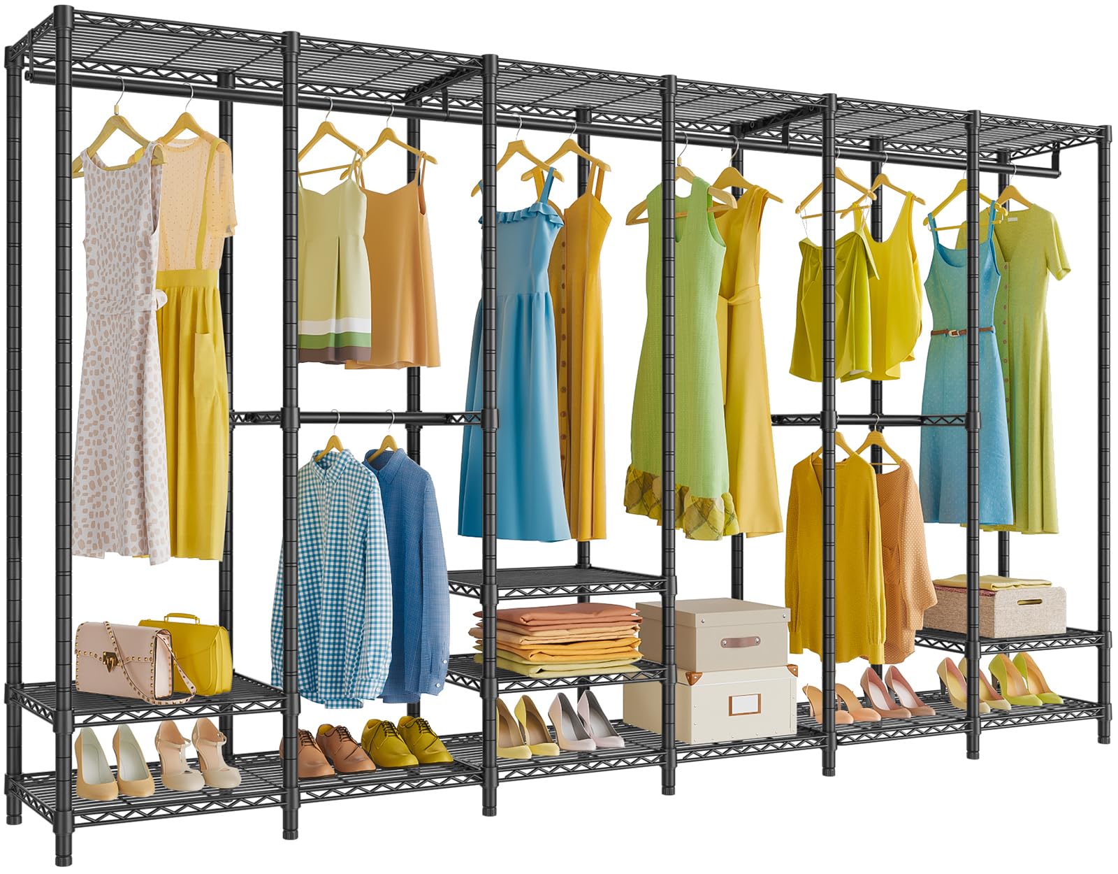 VIPEK V60 Heavy Duty Extra Large Portable Closet Rack - Freestanding Wardrobe Organizer for Bedroom Storage, 1620lbs Capacity Metal Clothing Hanging Rack (Black) - Perfect for Home Organization, Laundry Room, Closet Expansion & Seasonal Clothing Storage
