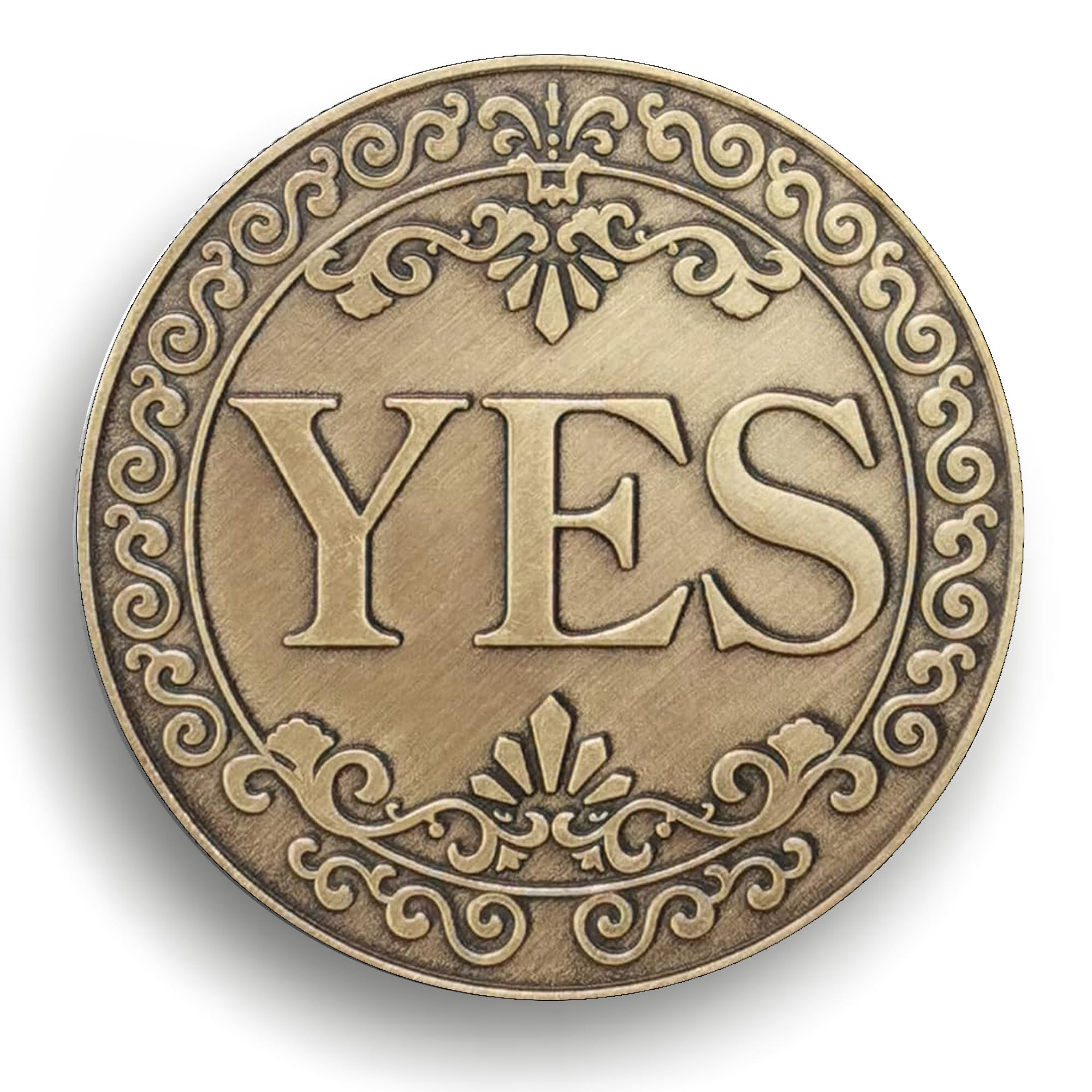 Yes No Challenge Coin Decision Maker - Bronze Flipping Coin for Fun Games, Gifts, and Decision Making