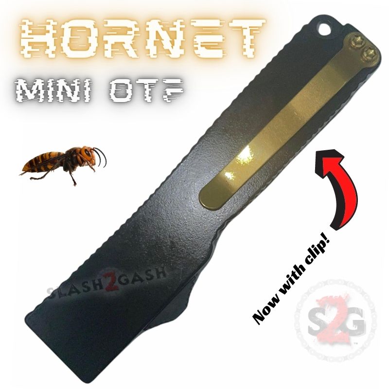 Keychain Mini OTF Knife Switchblade Dagger with Clip - Black Gold Hornet Design | Compact Pocket Knife for EDC, Outdoor Activities & Survival Gear
