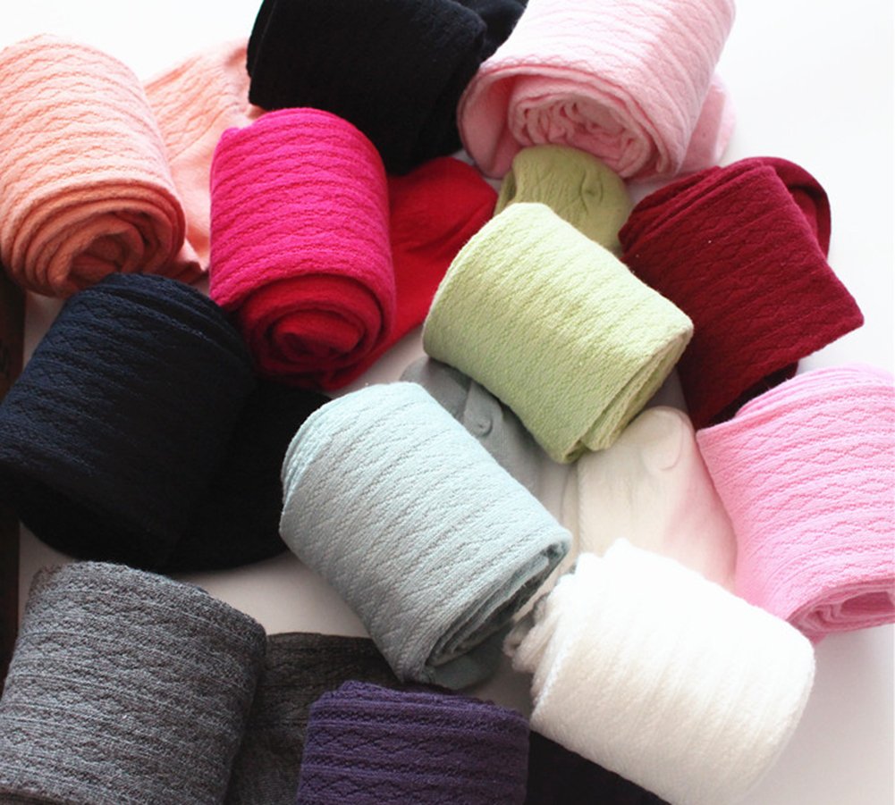 Little Girls' Solid Knitted Footed Tights - Soft Cotton Stockings & Leggings for Toddlers - Perfect for Winter, Playtime & Dress-Up Outfits