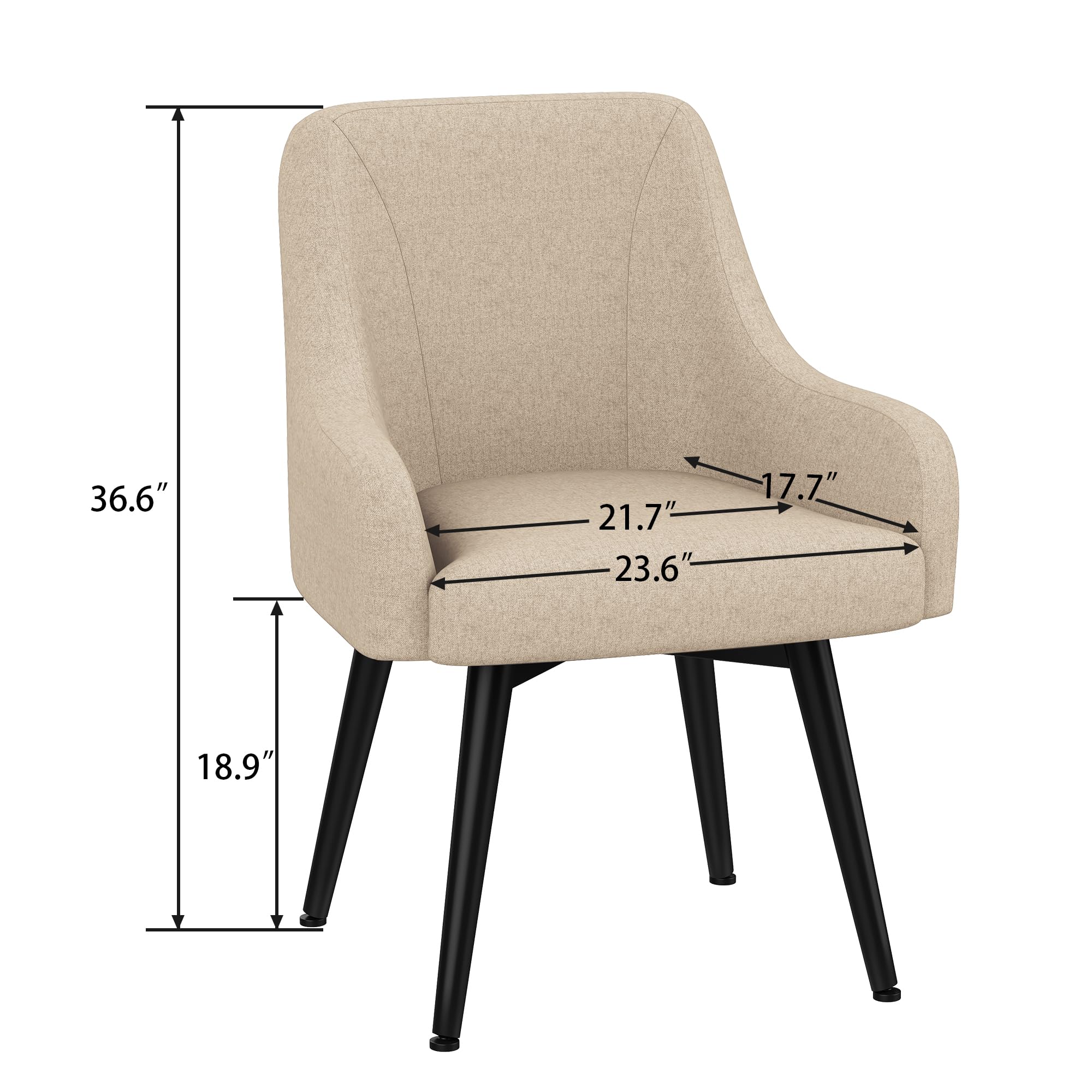 Yongchuang 2-Piece Swivel Dining Chairs with Arms - Upholstered Modern Accent Armchairs for Living Room, Office & Desk - Beige Home Furniture | Perfect for Dining Rooms, Home Offices & Lounge Areas