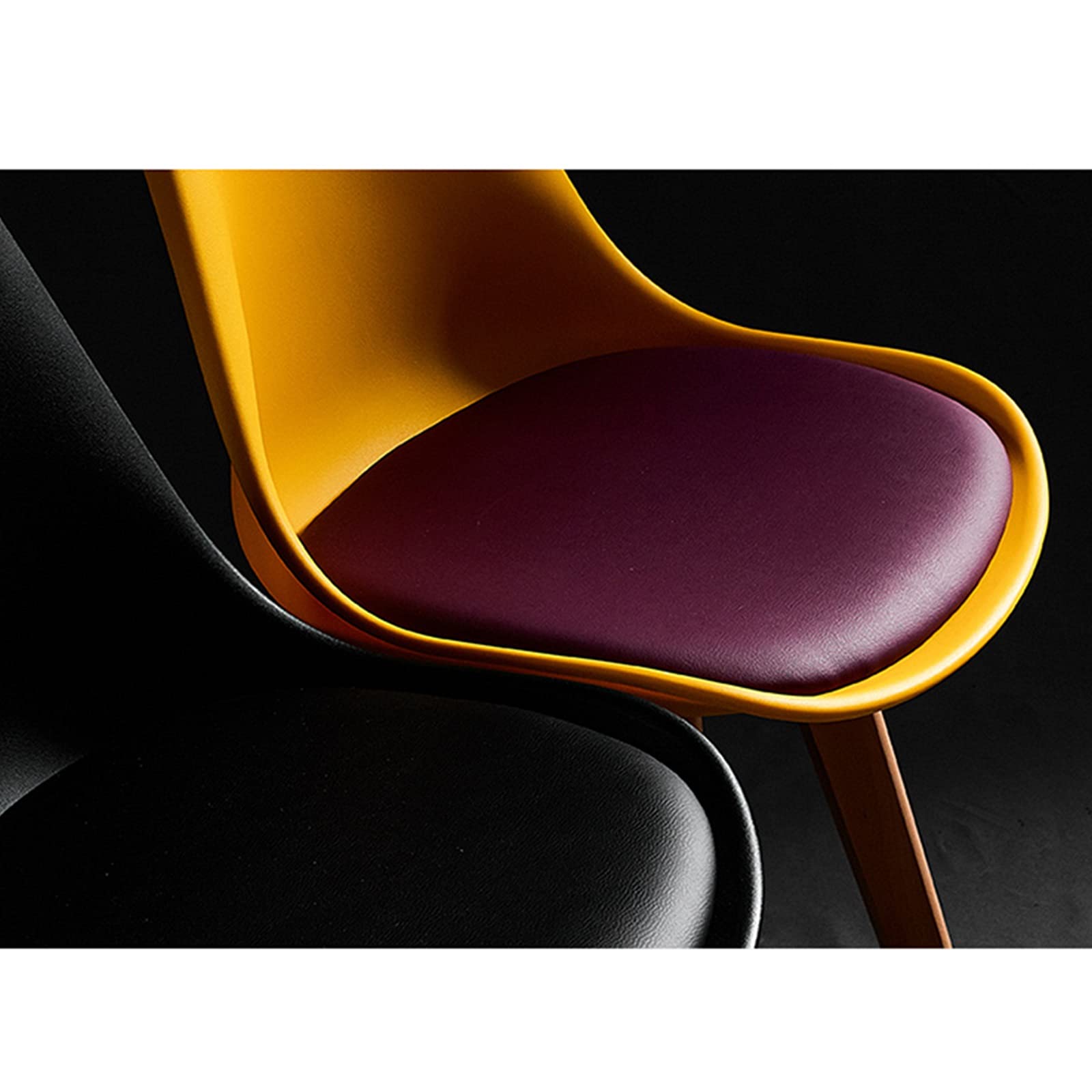 Modern Upholstered PU Faux Leather Dining Chairs with Beech Wood Legs - Set of 4 Contemporary Kitchen & Dining Room Chairs for Home, Restaurant, Office - Comfortable Side Chairs for Living Room & Bedroom (Yellow) - Perfect for Family Gatherings, Dinner Parties & Home Decor