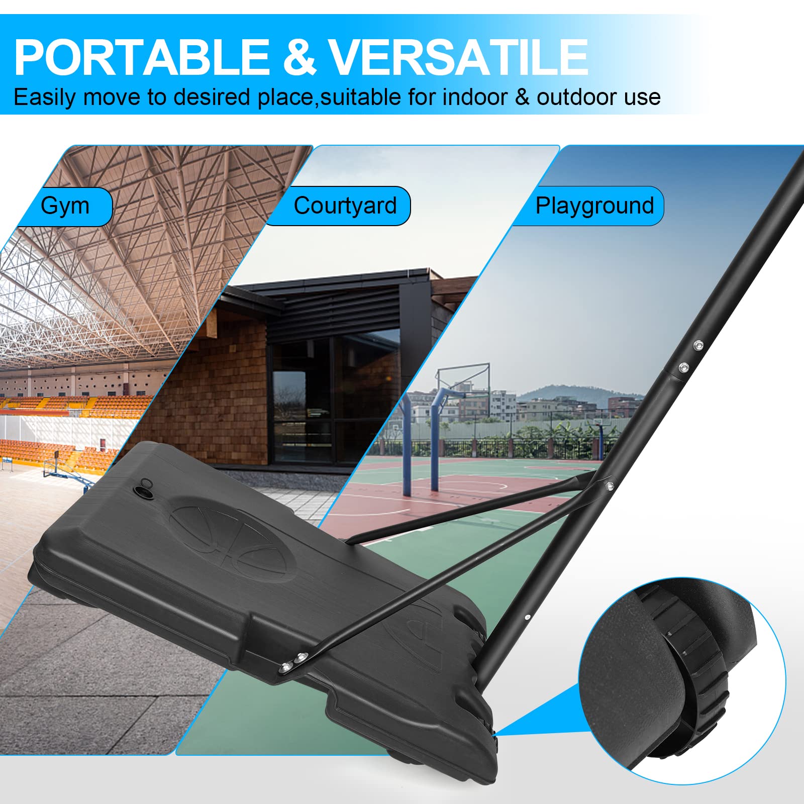 Adjustable Basketball Hoop for Teens & Youth - 4.8ft to 7.7ft Height Range, 28