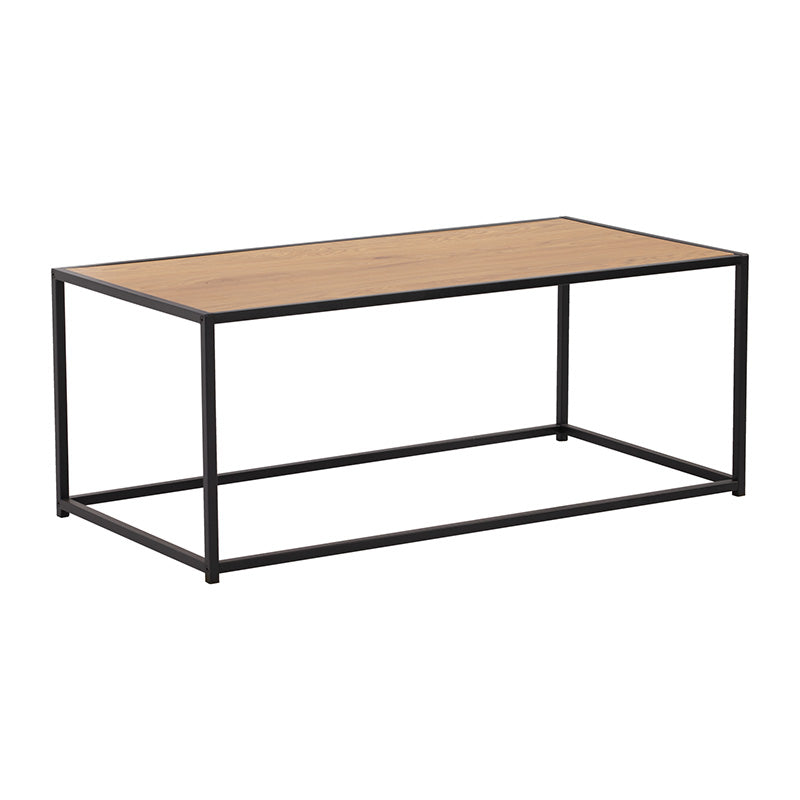 BRADFORD 100cm Coffee Table - Natural & Black Finish Modern Living Room Furniture for Small Spaces & Apartments