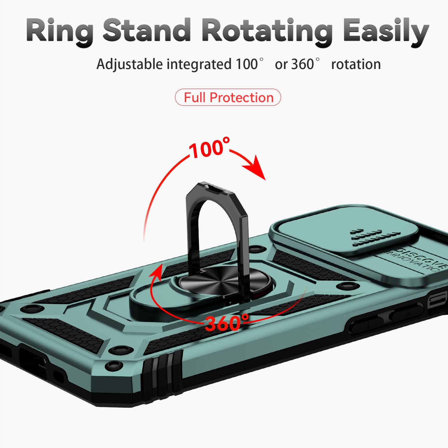 Hitaoyou iPhone 12 Pro Max Case with Camera Cover & Kickstand - Slide Lens Protection, 360° Rotate Ring Stand, Shockproof Bumper Cover for 6.7 inch - Perfect for Outdoor Activities, Travel & Daily Protection