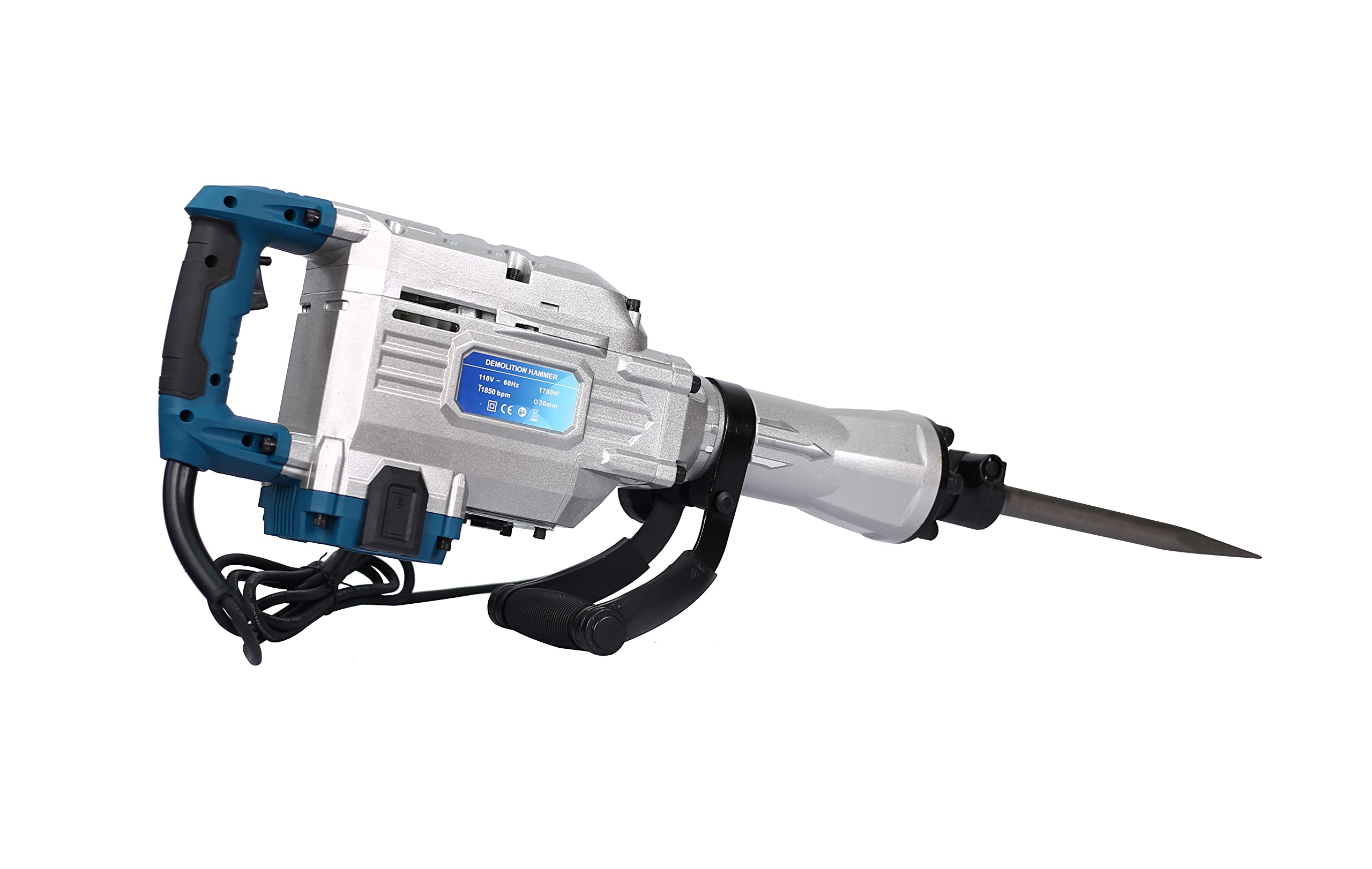 1900 BPM Electric Demolition Jack Hammer - 1-1/8 Inch SDS-Hex Heavy Duty Concrete Breaker with 1700W 16A Motor (60 Joules Impact Energy) - Automatic Bit Locking System - Ideal for Concrete Demolition, Pavement Breaking & Construction Drilling