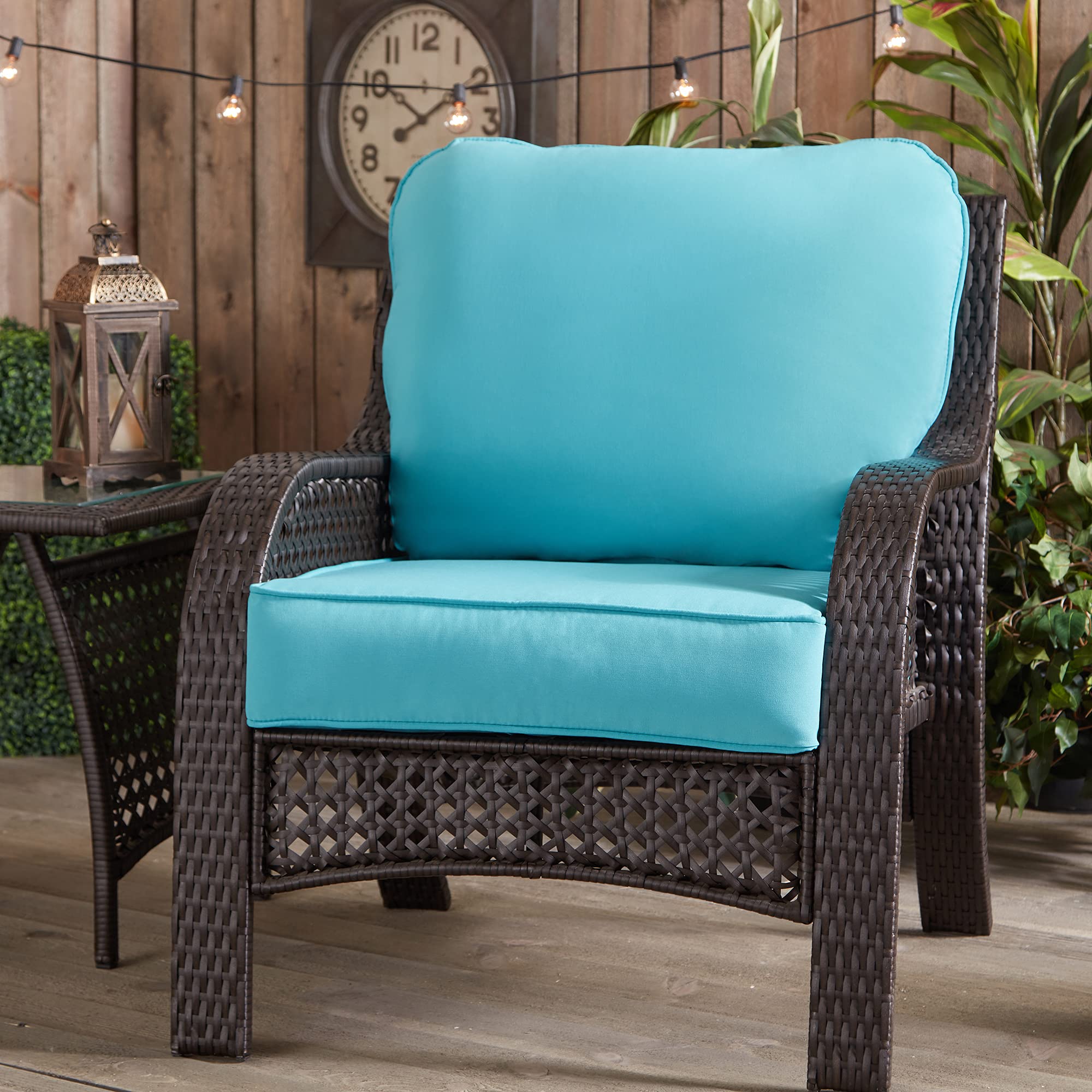 South Pine Porch Outdoor Deep Seat Cushion Set - 2 Piece Waterproof Patio Furniture Cushions in Teal Blue | Perfect for Deck, Garden & Poolside Lounge Chairs