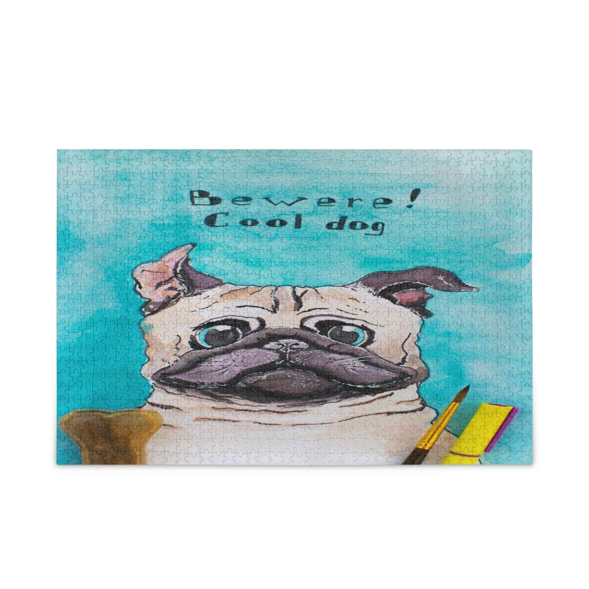 Qilmy 1000 Piece Jigsaw Puzzle - Fun Cool Pug Dog Puzzle for Kids & Adults | Perfect for Family Game Night, Birthday Gifts & Stress Relief