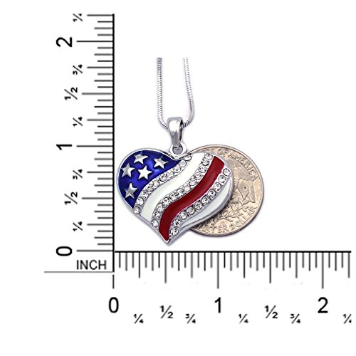 Patriotic 4th of July Jewelry Set - USA Flag Heart Pendant Necklace & Dot Dangle Earrings - Perfect for Independence Day, Memorial Day, Veterans Day & Patriotic Events