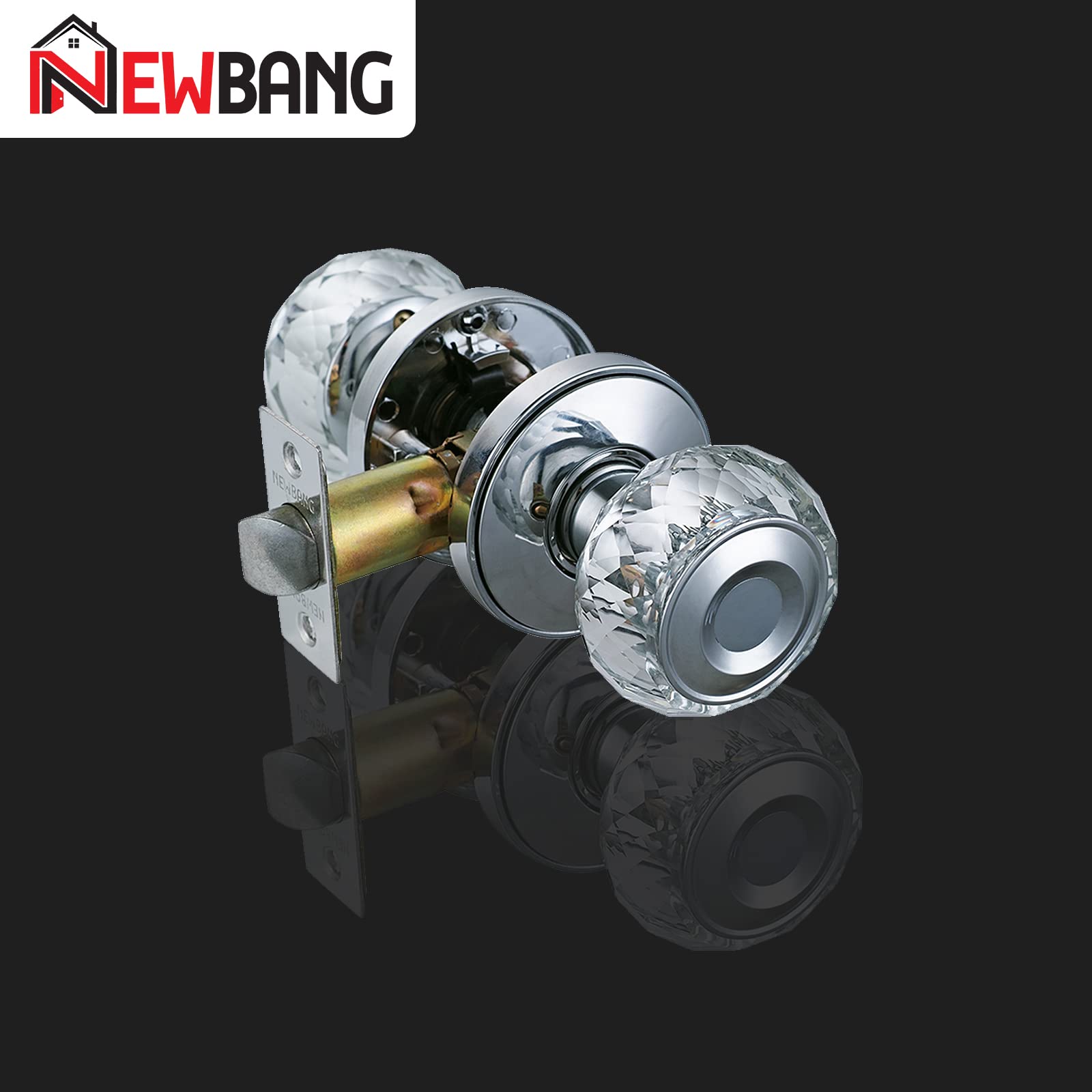 Crystal Glass Door Knob with Chrome Finish - Passage, Hall & Closet Door Handle (ZSCY-HDC32CP-PS-6P) - Perfect for Bedrooms, Bathrooms & Interior Doors