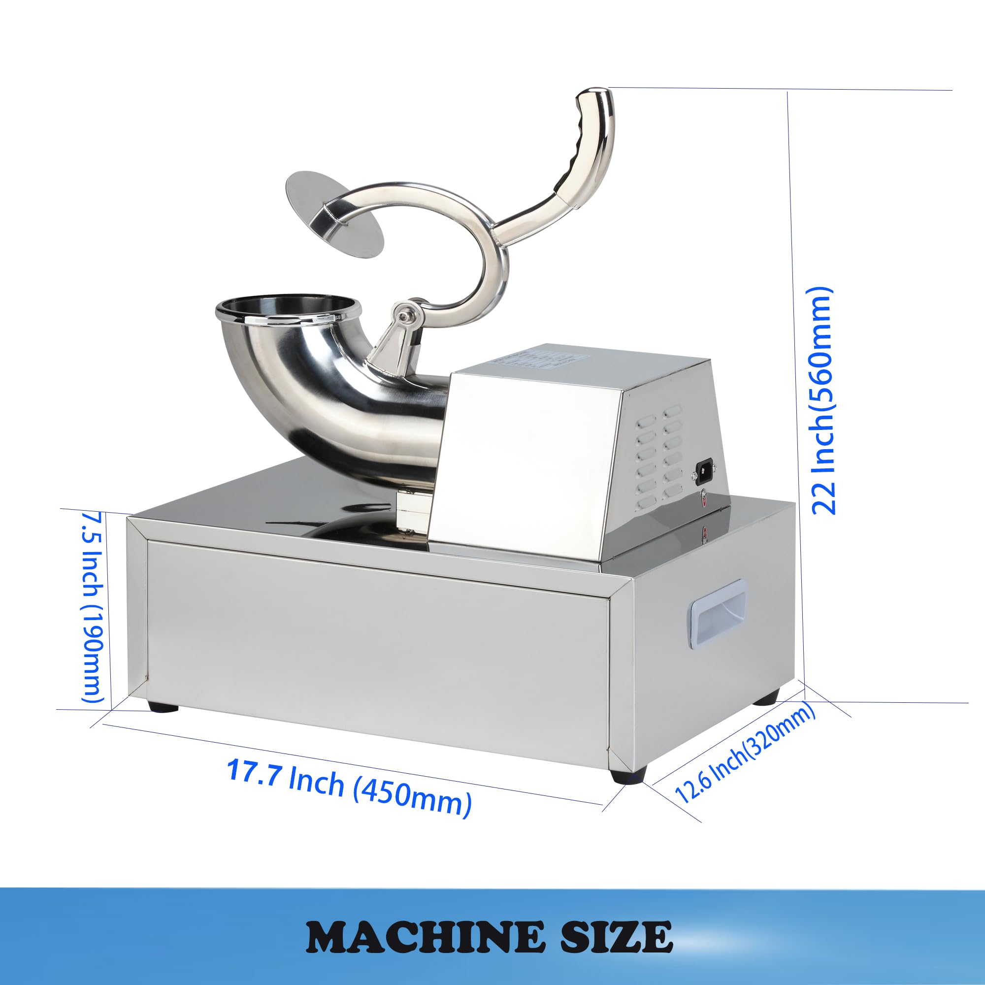 SNICE Commercial Shaved Ice Machine - Stainless Steel Snow Cone Maker with 2 Blades for Smoothies & Ice Crusher | Perfect for Parties, Street Snacks & Summer Treats