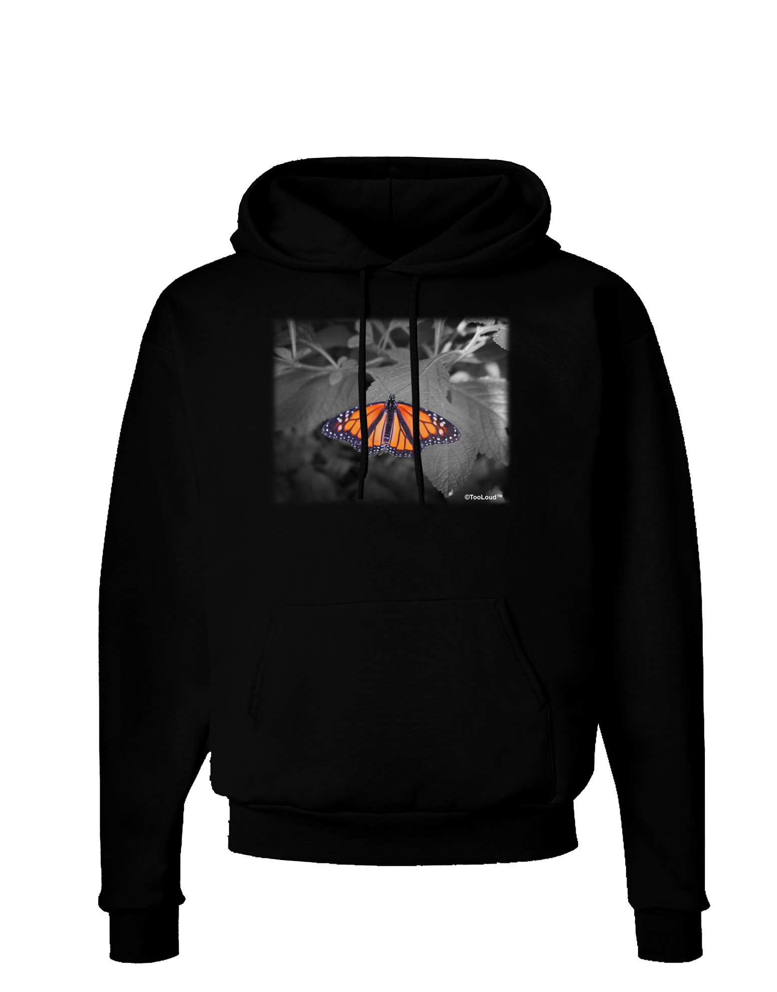 TOOLOUD Monarch Butterfly Print Dark Hoodie Sweatshirt for Women & Men - Soft Cotton Pullover Hooded Sweater for Casual Wear, Street Fashion & Outdoor Activities