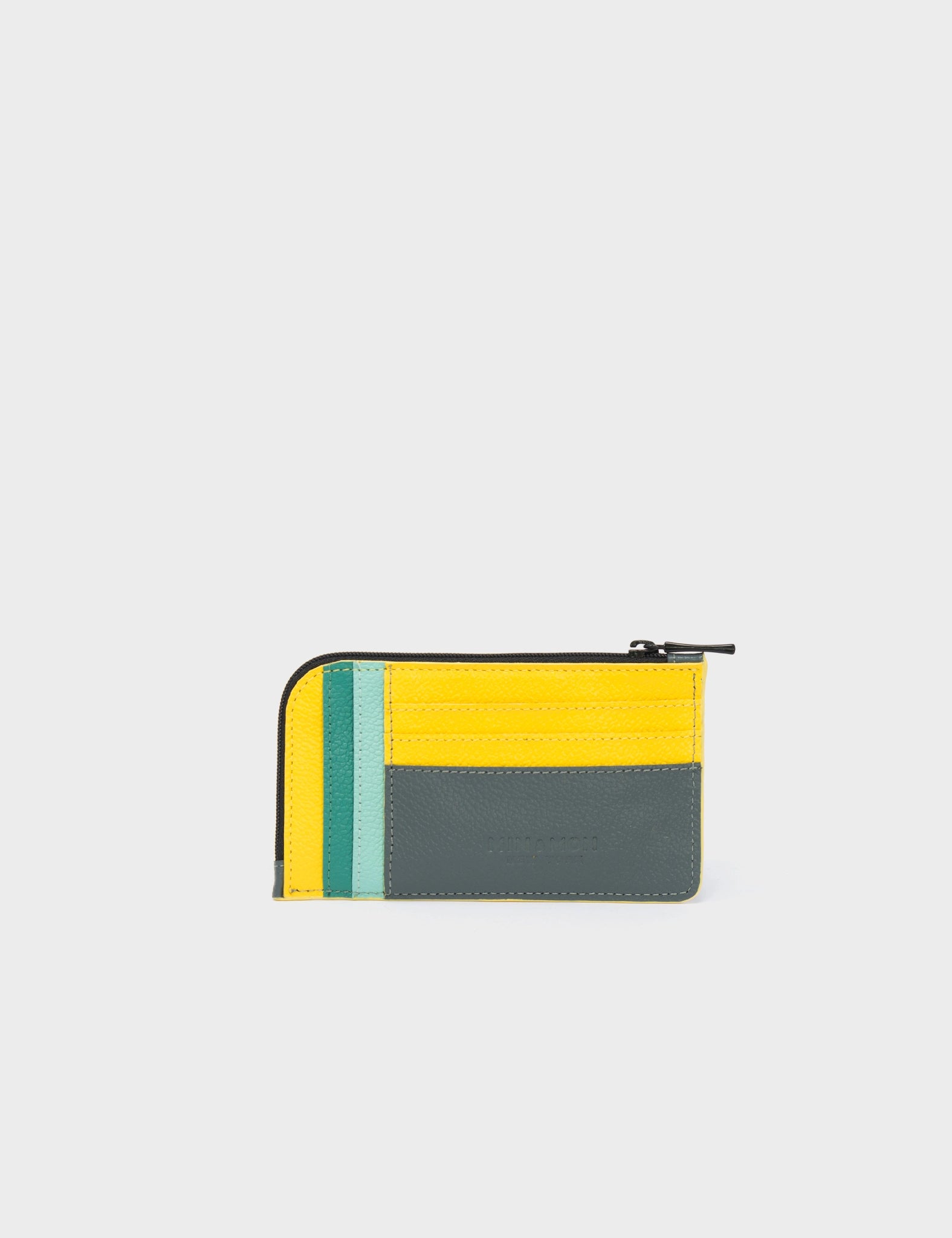 Fausto Stormy Gray Leather Zip Around Cardholder with Pigeonista Embroidery - Slim RFID Blocking Wallet for Men & Women - Perfect for Travel, Business & Everyday Use