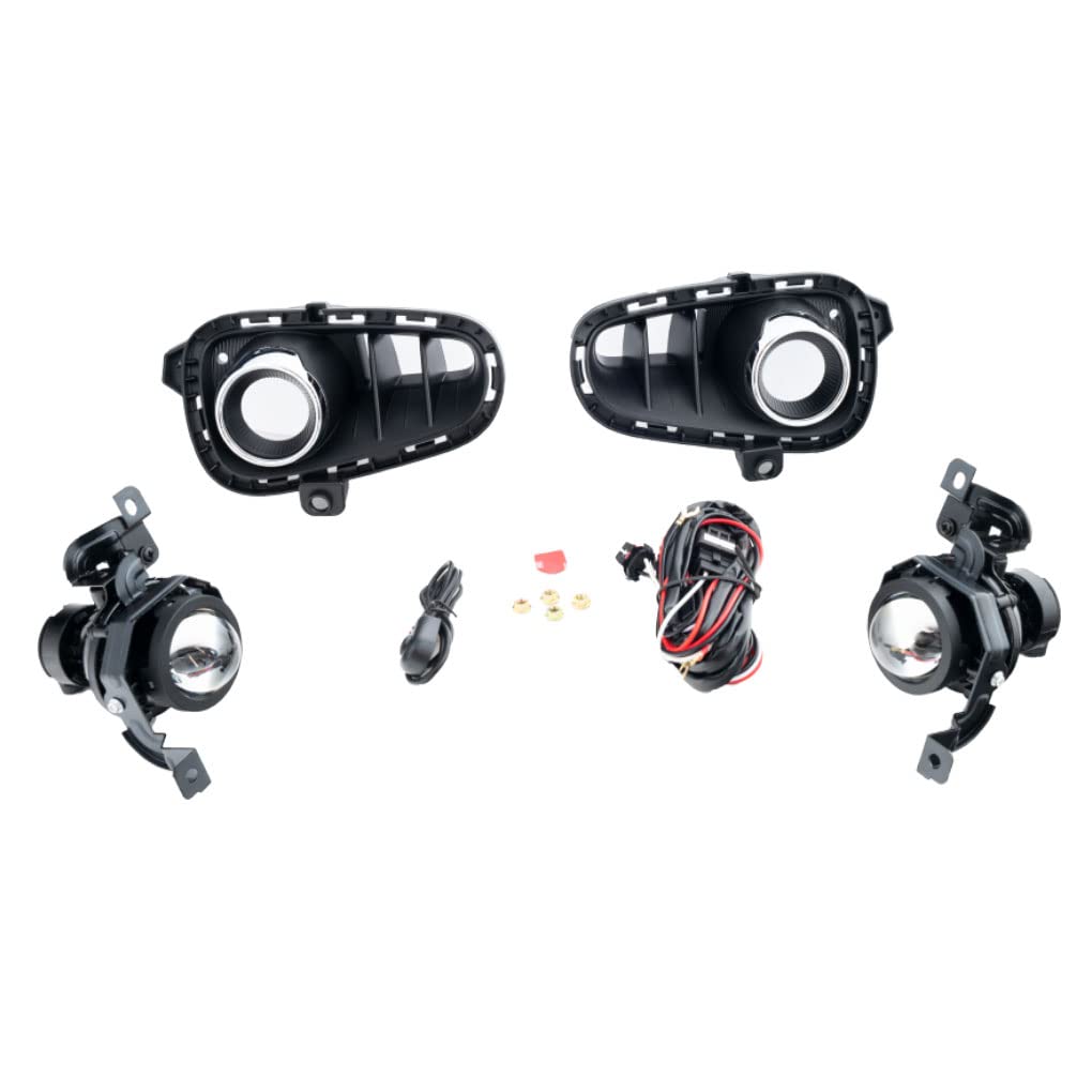 Kia Rio Fog Light Assembly Kit - Compatible with 2018 2019 2020 Models, Chrome Housing with Halogen Bulbs, Left & Right Side Replacement (Perfect for Night Driving & Foggy Conditions)