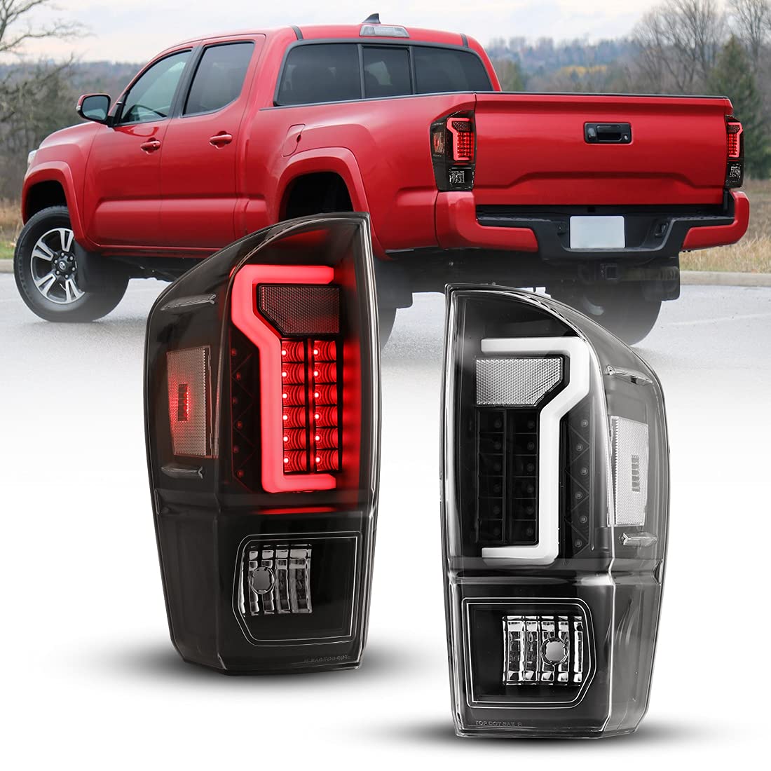 Nixon Offroad LED Tail Lights for 2016-2022 Toyota Tacoma - Clear Smoke Replacement Assembly with Turn Signal, Brake & Running Lights (Driver & Passenger Side) - Perfect for Off-Roading, Night Driving & Truck Customization