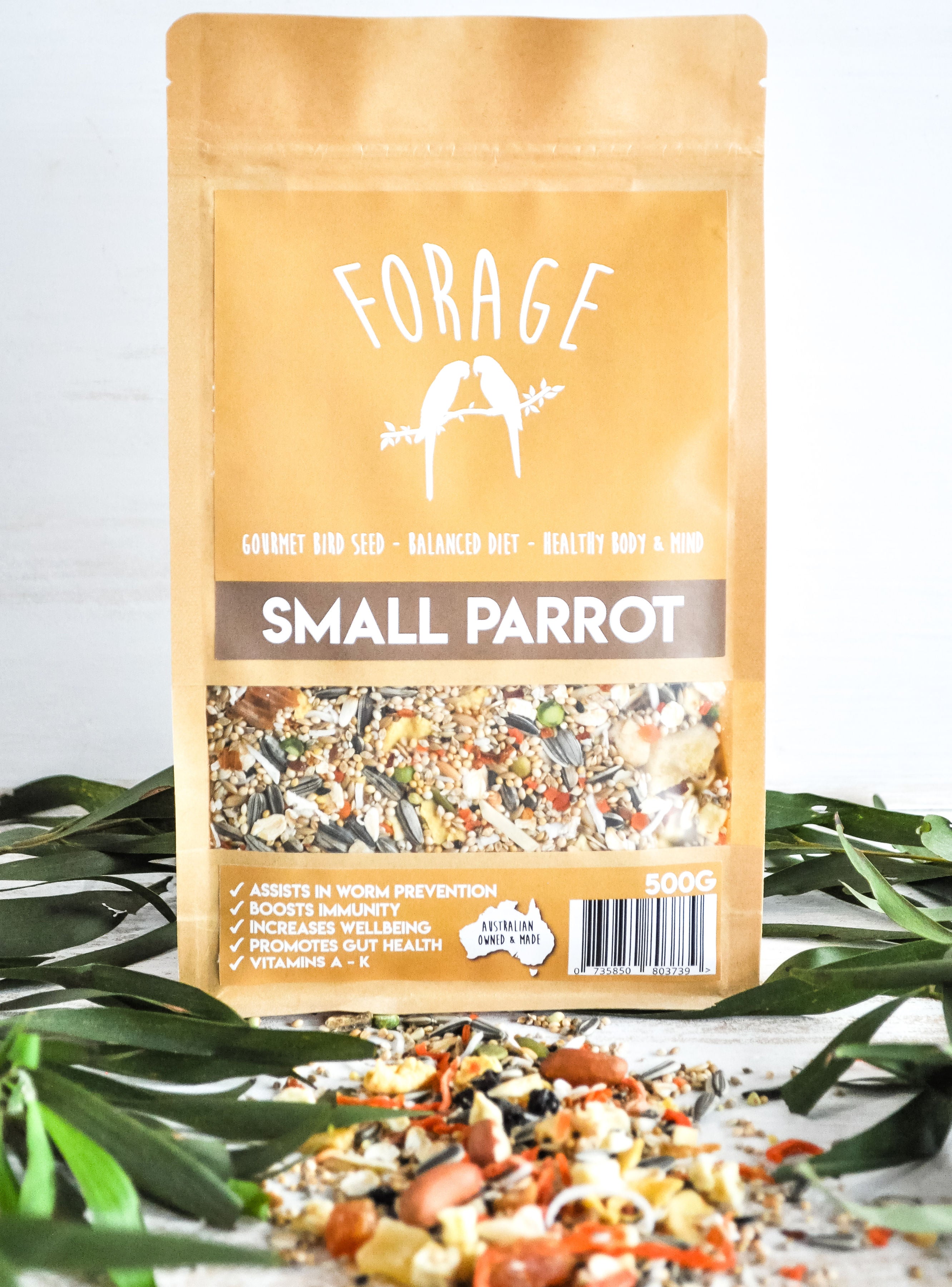 Premium Small Parrot Forage Blend - 500g Nutritious Bird Food for Cockatiels, Lovebirds & Parakeets | Perfect for Cage Enrichment & Natural Foraging Activities