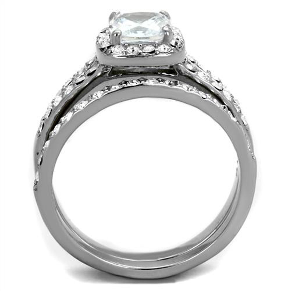 1.8ct Halo Princess Cut CZ Wedding Ring Set for Women Size 5-10 - Bridal Jewelry