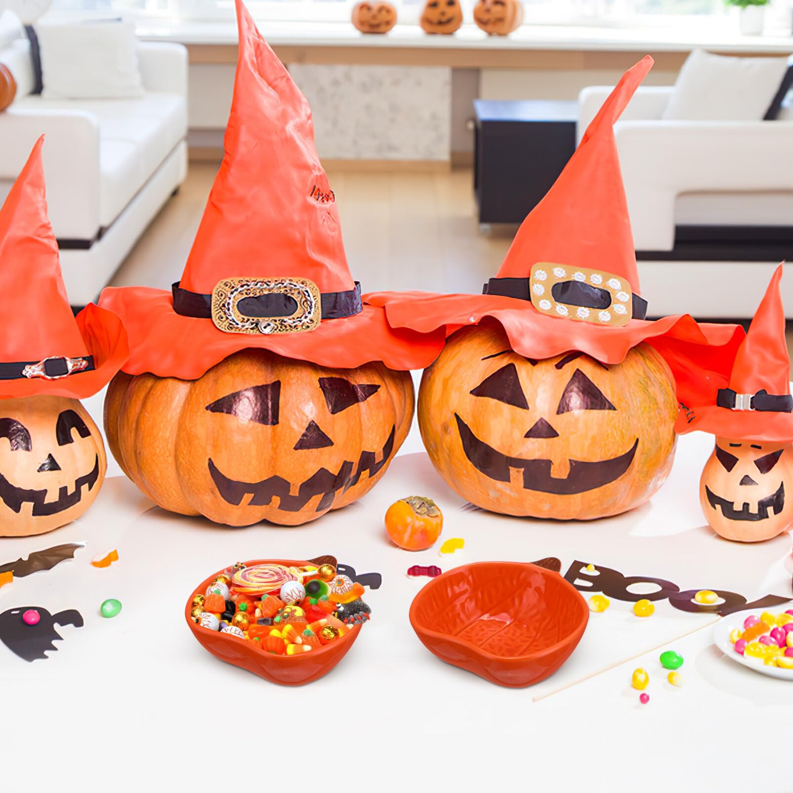 Luxshiny 2-Piece Pumpkin-Shaped Dipping Bowls Set - Small Condiment Dishes for Soy Sauce, Vinegar, and Seasonings - Perfect for Halloween Parties, Sushi, Dumplings, and Asian Cuisine
