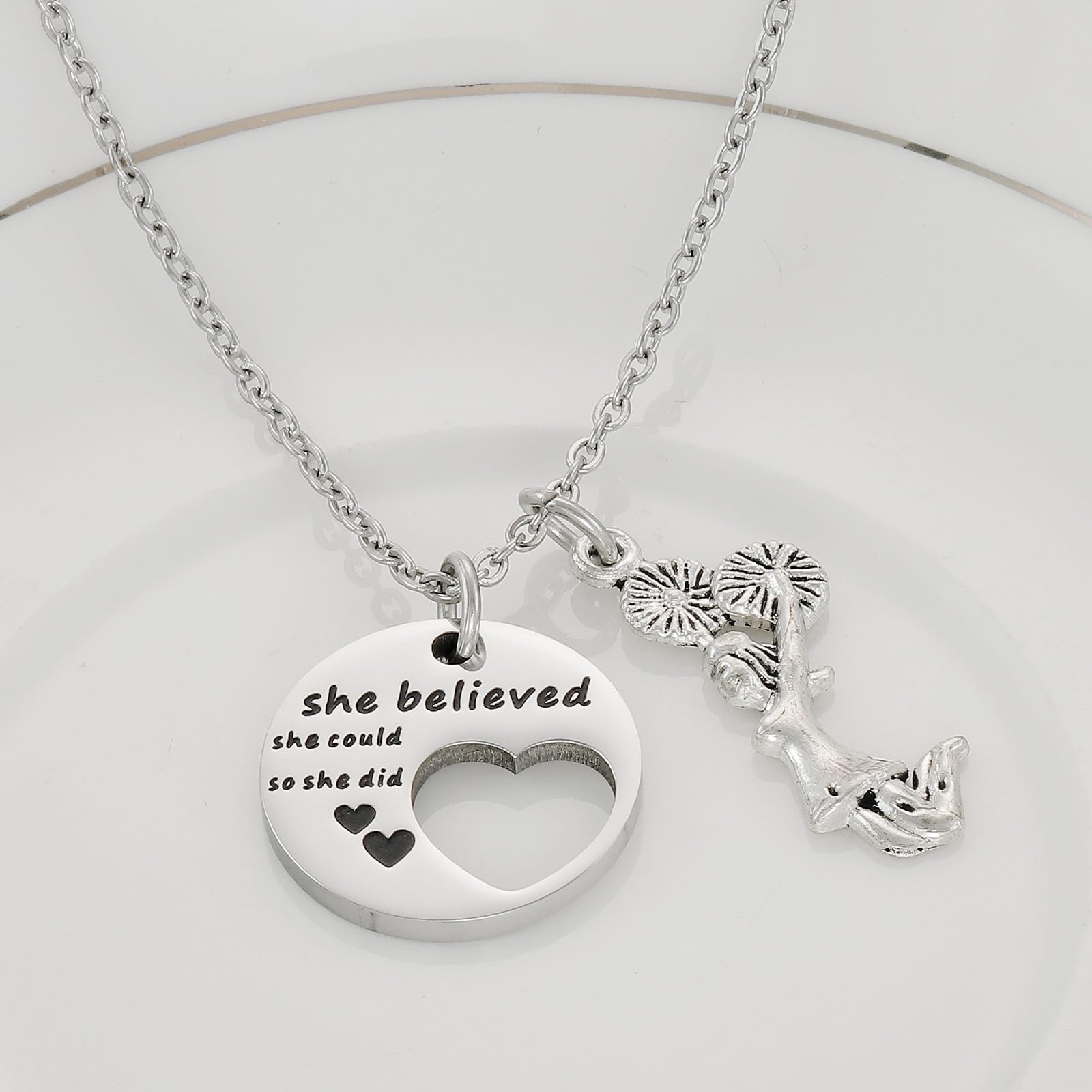 HUTIMY Inspirational Cheerleader Necklace - Motivational Charm Jewelry Gift for Teens & Cheerleaders - Perfect for Games, Competitions & Team Spirit Events