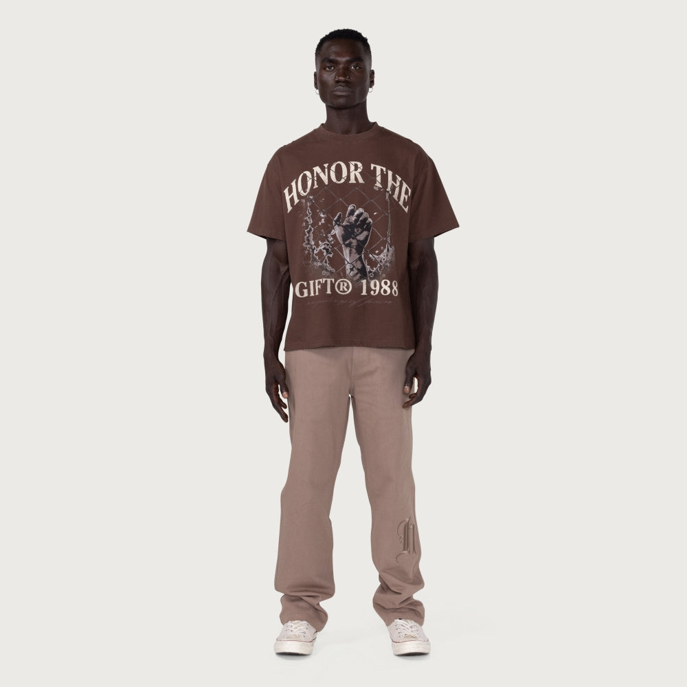Honor The Gift Mystery of Pain Graphic Tee - Brown Cotton T-Shirt for Streetwear & Casual Outfits | Men's Fashion & Urban Lifestyle