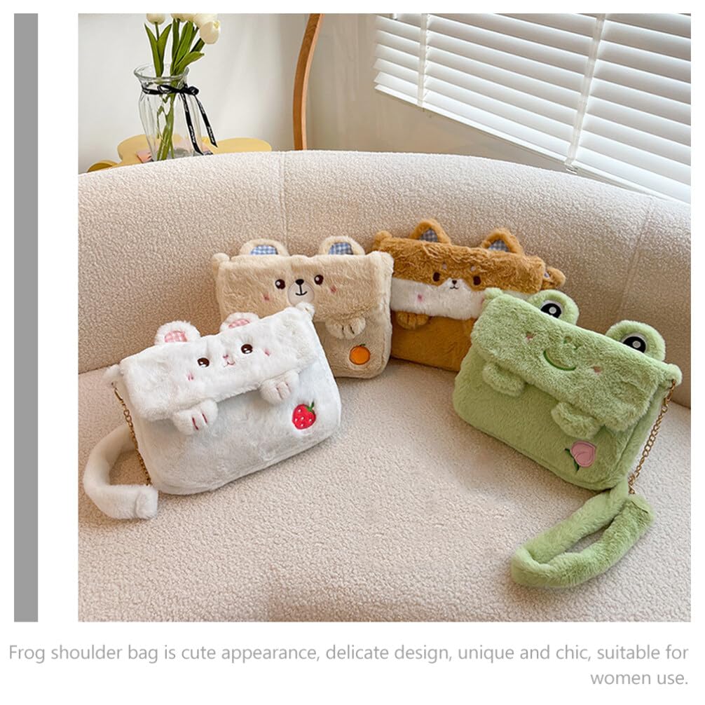 Cute Plush Frog Crossbody Bag for Women - Soft Fluffy Shoulder Bag with Adjustable Strap - Perfect for Casual Outings, Travel & Everyday Use
