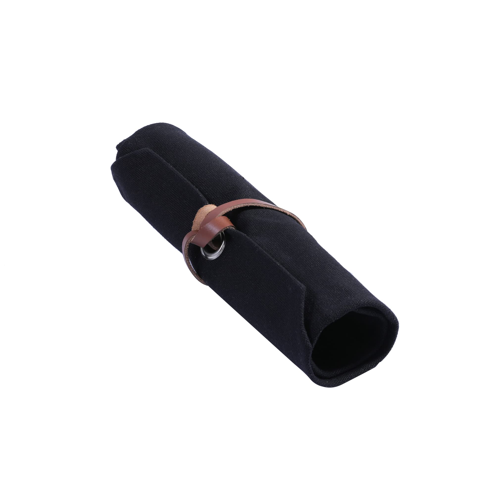 Heavy Duty 16oz Waxed Canvas Chisel Roll with 10 Staggered Pockets - Durable Tool Organizer Pouch for Woodworking & DIY Projects (Black)