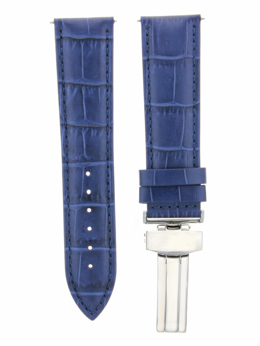 22mm Genuine Leather Watch Band Strap with Clasp - Compatible with Invicta 3328, 3329 Force Collection - Blue Replacement Watch Strap for Men | Perfect for Casual Wear, Office & Everyday Use