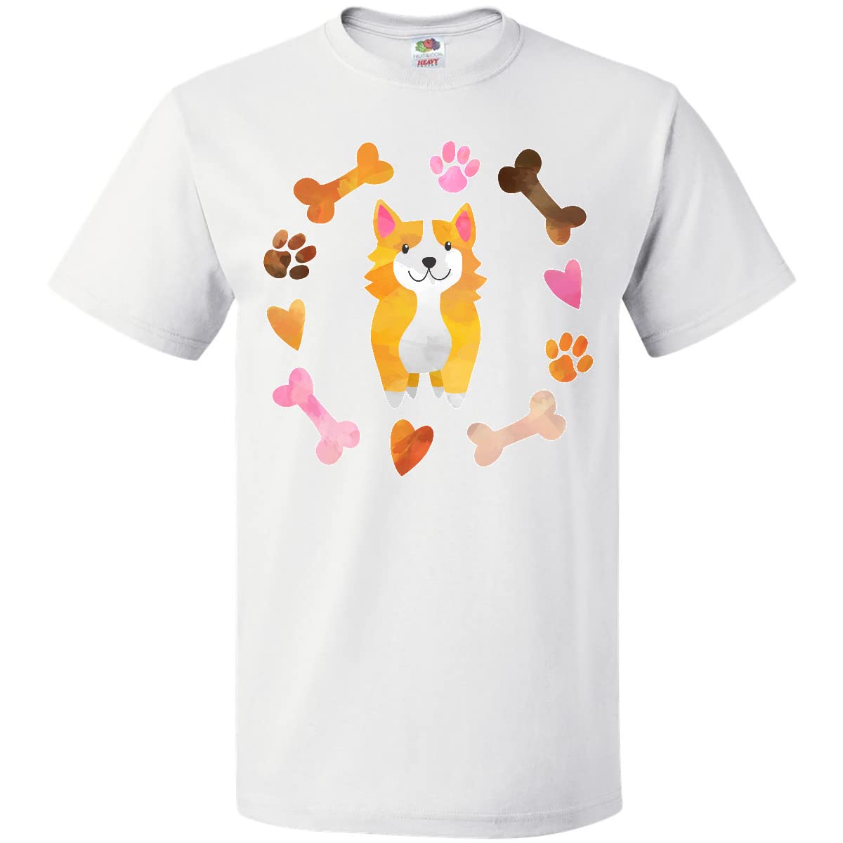 Inktastic Cute Corgi Puppy Valentine T-Shirt with Hearts and Bones - Perfect for Valentine's Day Gifts, Dog Lover Apparel & Casual Wear