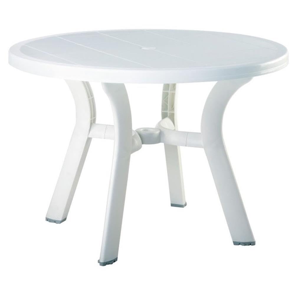Modern 4-Person Outdoor Dining Set - Heavy Duty UV Resistant Resin Patio Furniture with Round Table & Chairs | Perfect for Backyard BBQs, Garden Parties & Poolside Entertaining