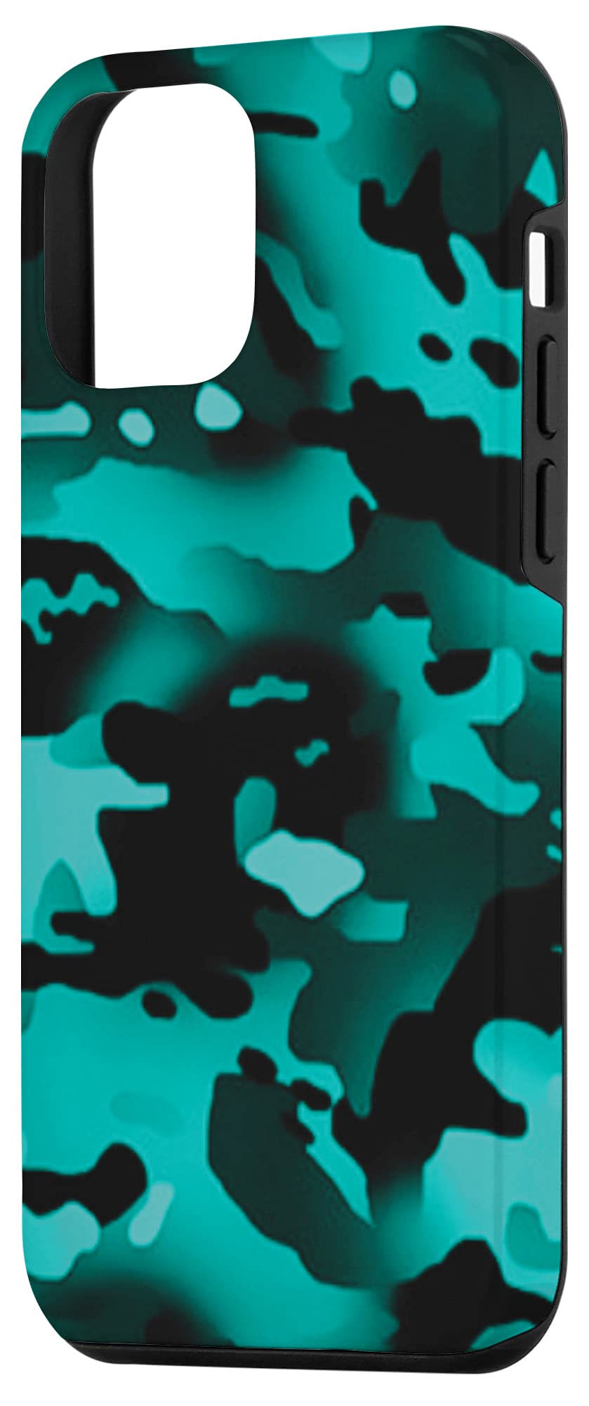 iPhone 12 Mini Teal and Aqua Grunge Camouflage Case - Durable Protective Cover for Everyday Use and Outdoor Adventures