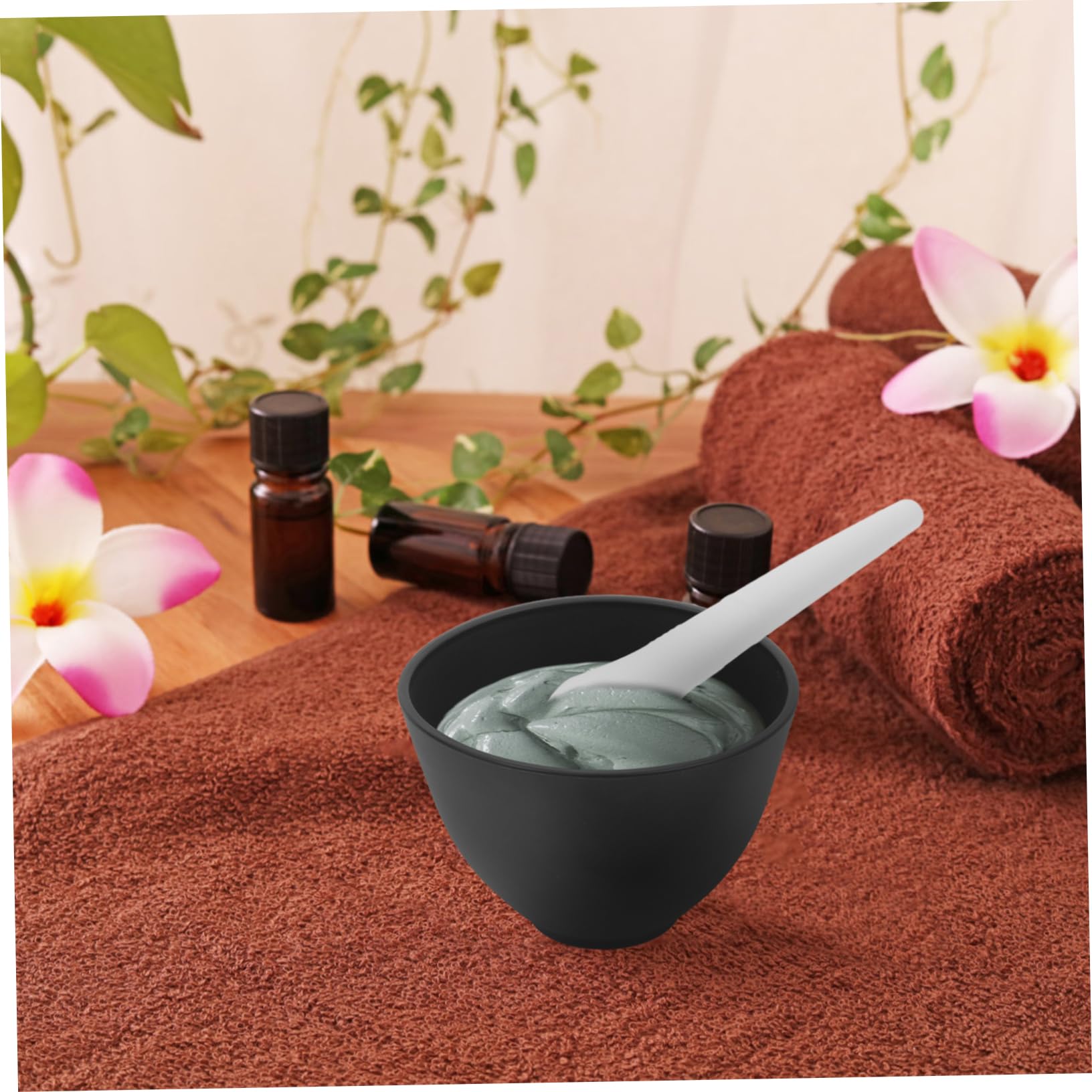 Professional Silicone Facial Mask Mixing Bowl Set - DIY Spa Tool for Homemade Skincare, Black Mask Applicator & Bowl - Perfect for At-Home Facials & Beauty Treatments