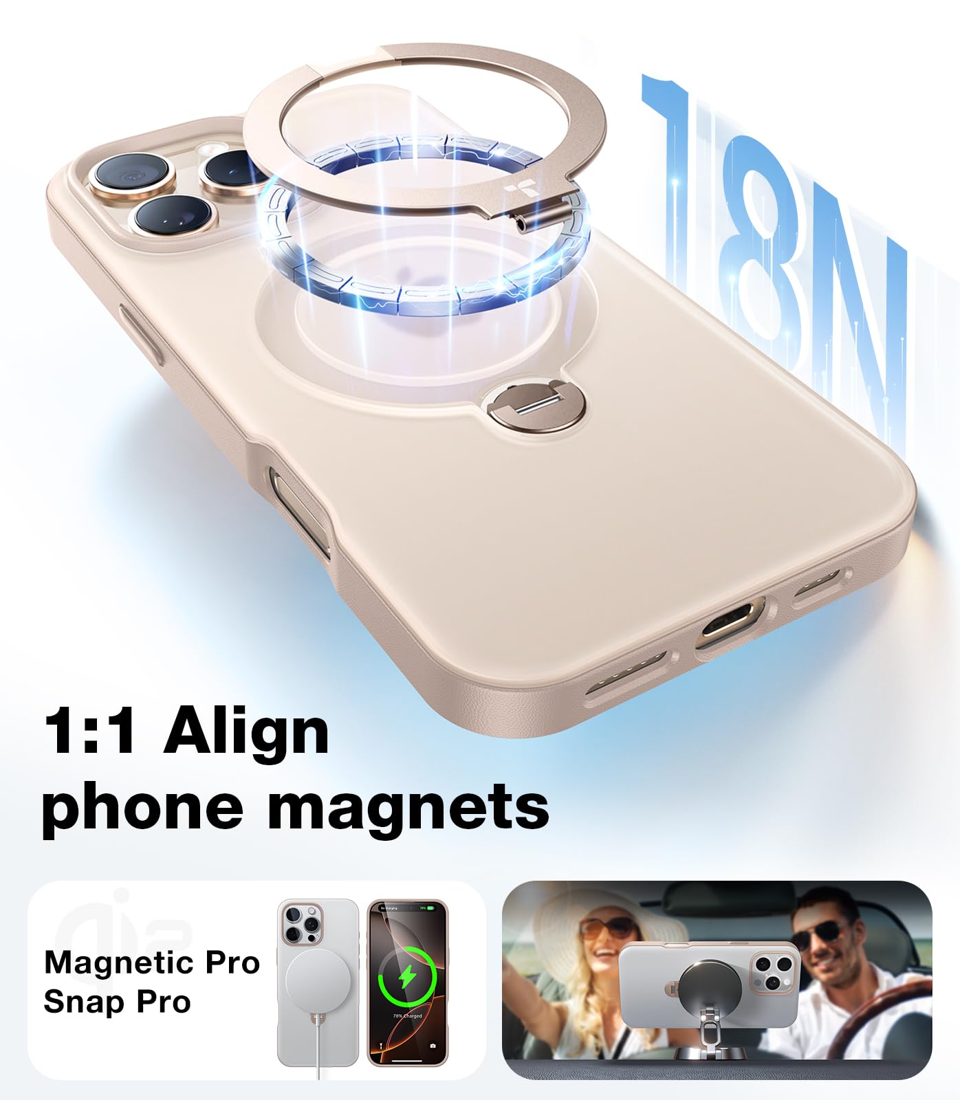 TORRAS 360° Rotating Magnetic Stand Case for iPhone 16 Pro Max | Military-Grade 12FT Drop Protection | Magsafe Compatible | Desert Titanium Color | Perfect for Work, Travel & Everyday Use (6.9 inch)