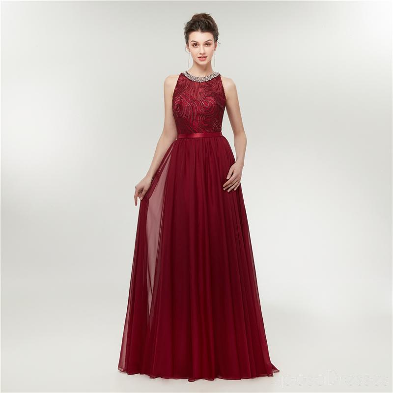 Elegant Red Beaded Long Evening Prom Dress for Women - Perfect for Formal Parties, Homecoming, and Special Occasions | Style 12002