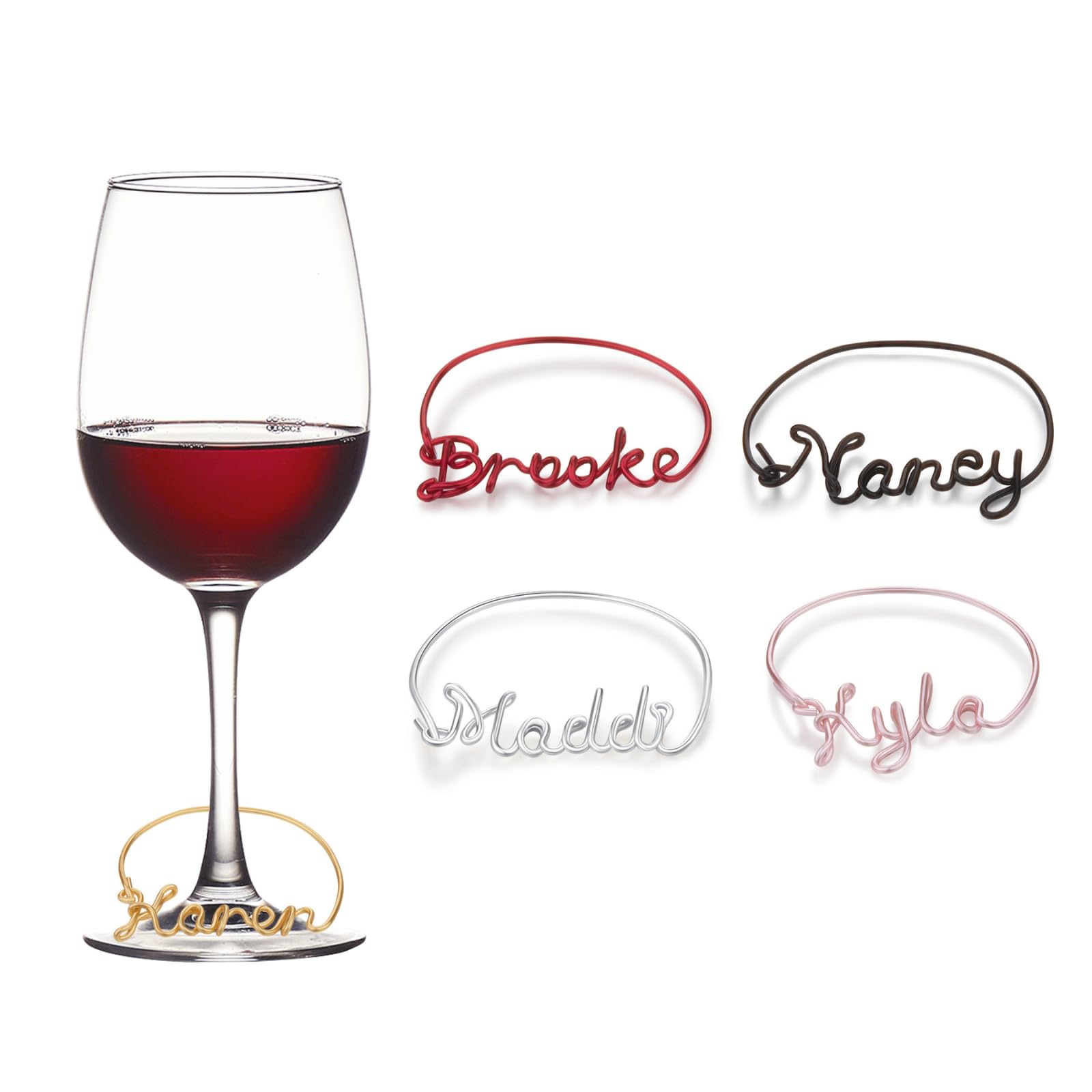 Personalized Wine Glass Charms - Custom Wedding Place Cards & Champagne Tasting Charms - Letter Drink Tags for Wedding, Bridal Shower & Bachelorette Party Favors - Perfect for Guest Seating, Drink Identification & Special Event Decorations