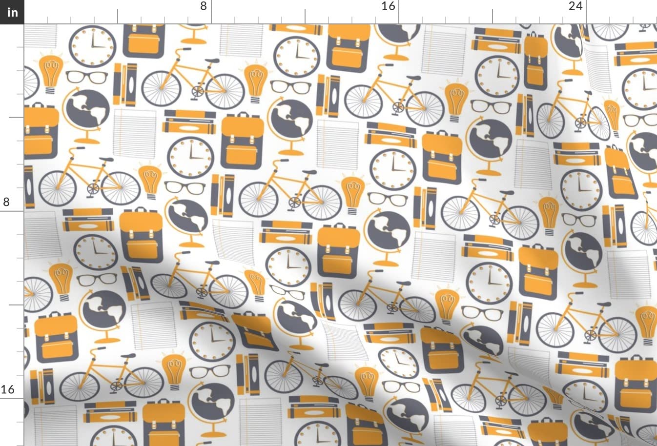 Bicycle & Book Printed Minky Fabric Fat Quarter - Soft Plush for Baby Blankets, Quilt Backing & Sewing Projects - Perfect for DIY Crafts, Home Decor & Nursery Accessories