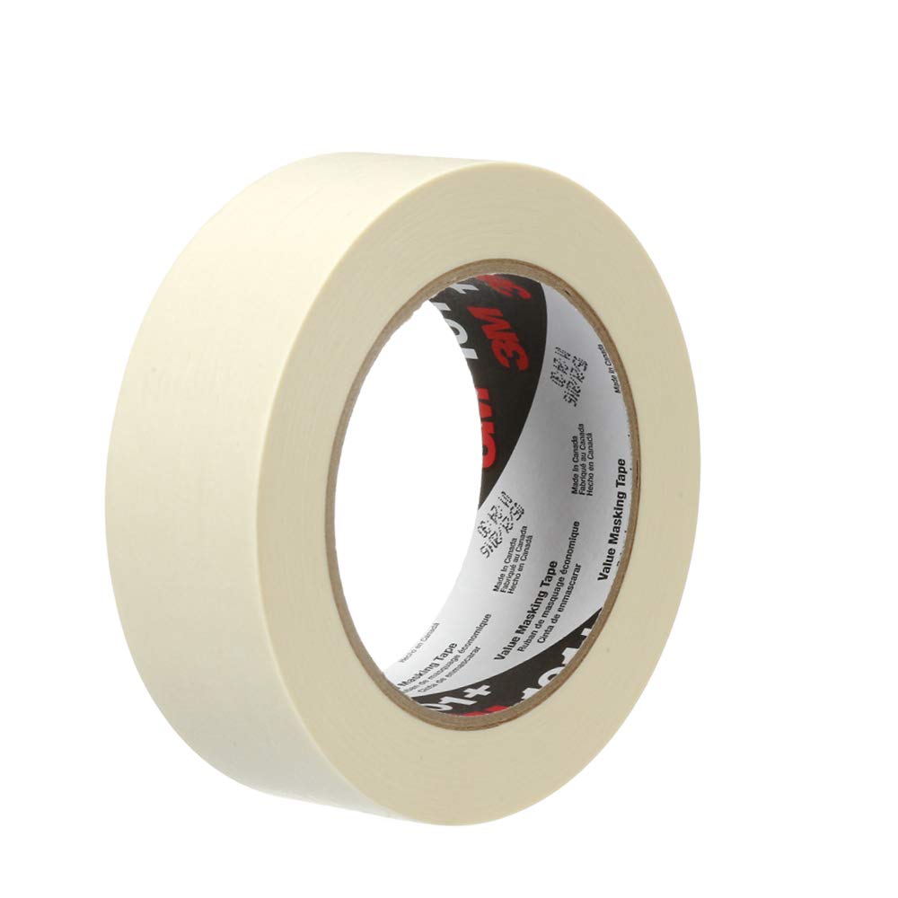 3M 101+ Value Masking Tape, Tan, 36mm x 55m (1.4in x 60yd) – Bulk Pack of 24 Rolls, Low-Tack Painters Tape for Delicate Surfaces, DIY Projects, Home Painting & Crafting – Easy Tear, Clean Removal, Residue-Free