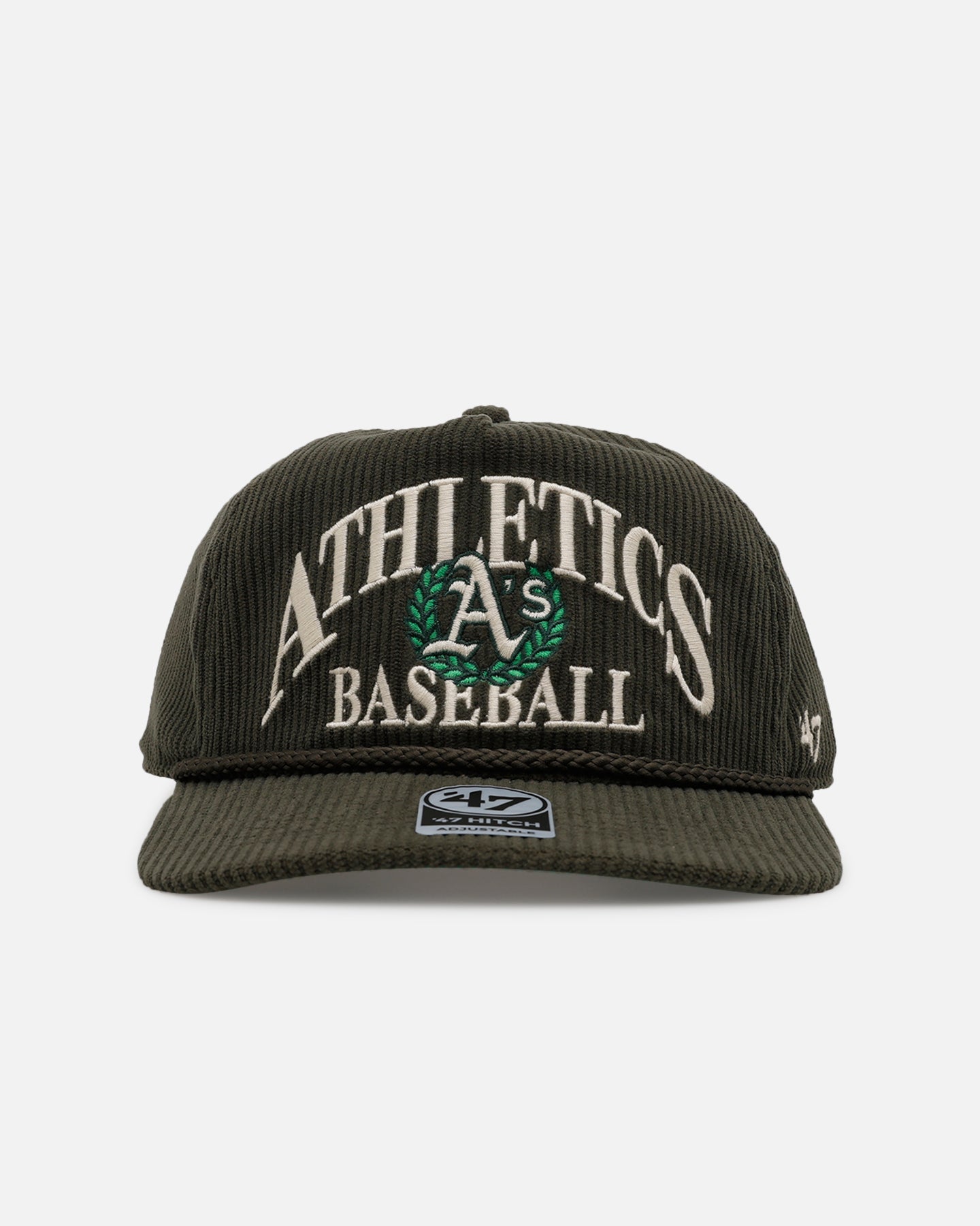 47 Brand Oakland Athletics 'Pitchout' 47 Hitch Corduroy Snapback Hat - Green Baseball Cap for Men & Women - Perfect for Games, Fan Gear & Streetwear Fashion
