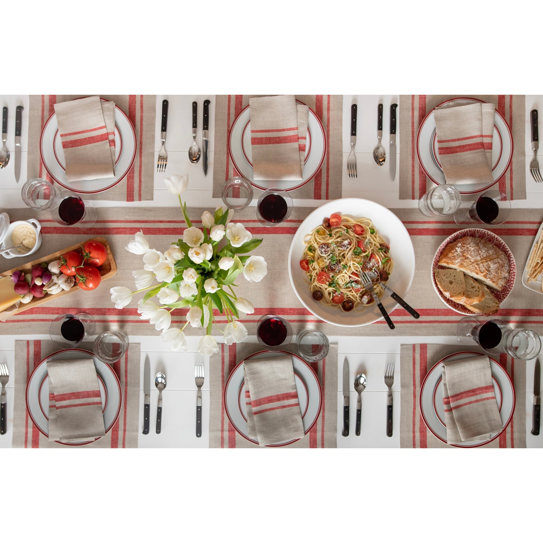 French Striped Placemats Set of 6 - Elegant Cotton Table Mats for Dining Room Decor - Perfect for Dinner Parties, Kitchen Tables & Home Decor