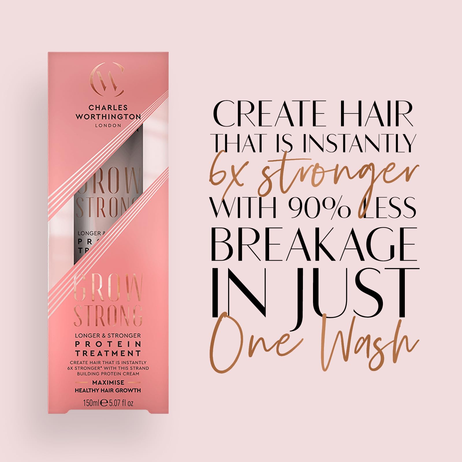 Grow Strong Longer & Stronger Protein Treatment for Hair - Deep Conditioning Repair for Damaged Hair - Perfect for Salon Treatments & At-Home Hair Care