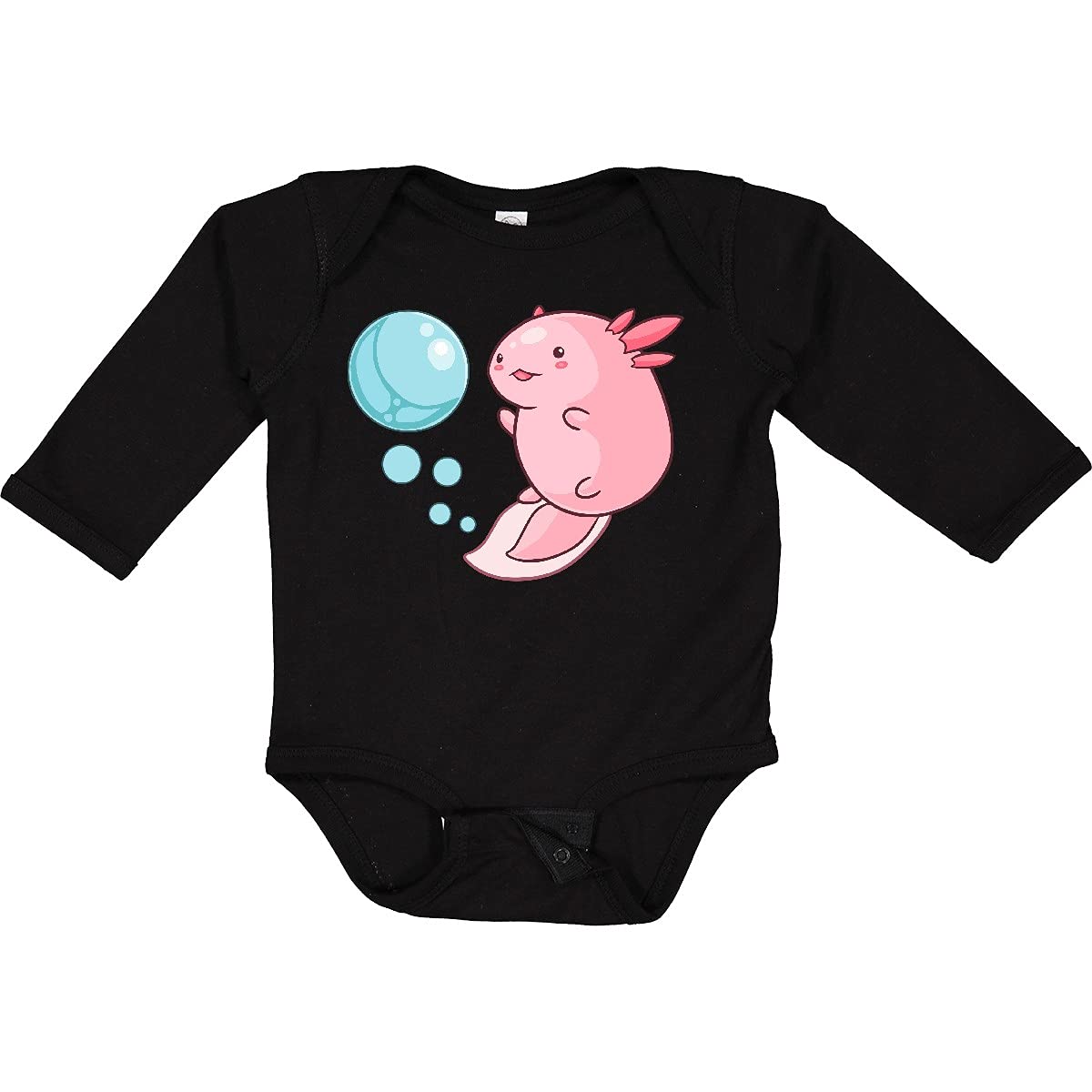 Inktastic Cute Axolotl and Bubbles Heart Print Long Sleeve Baby Bodysuit - Perfect for Playdates, Photoshoots & Nursery Outfits