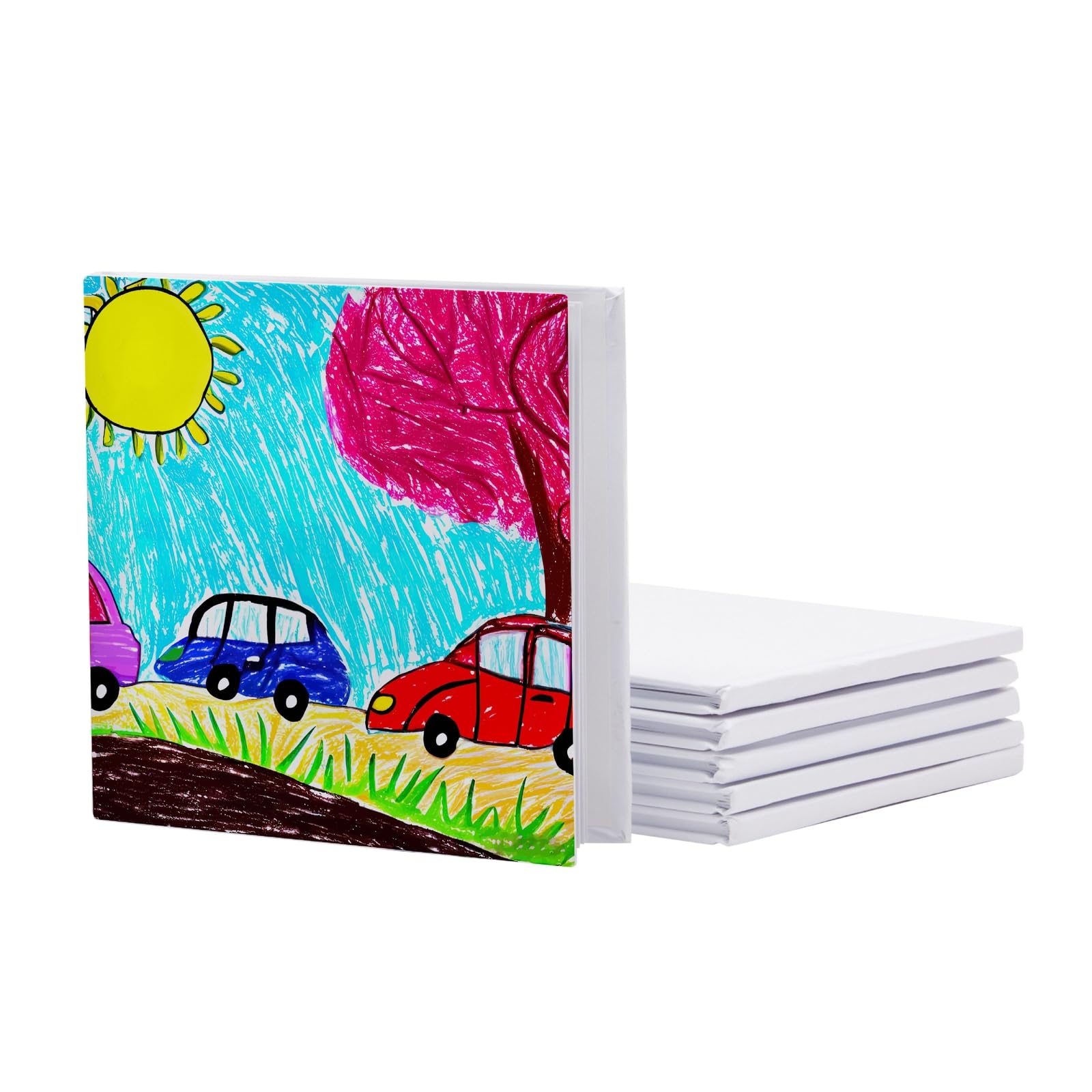 6 Pack 5x5 Inch White Blank Hardcover Notebooks for Kids - Unlined Writing Journal, Sketchbook & Scrapbook - 36 Pages Each - Perfect for Creative Writing, Drawing & Memory Keeping in School or Home