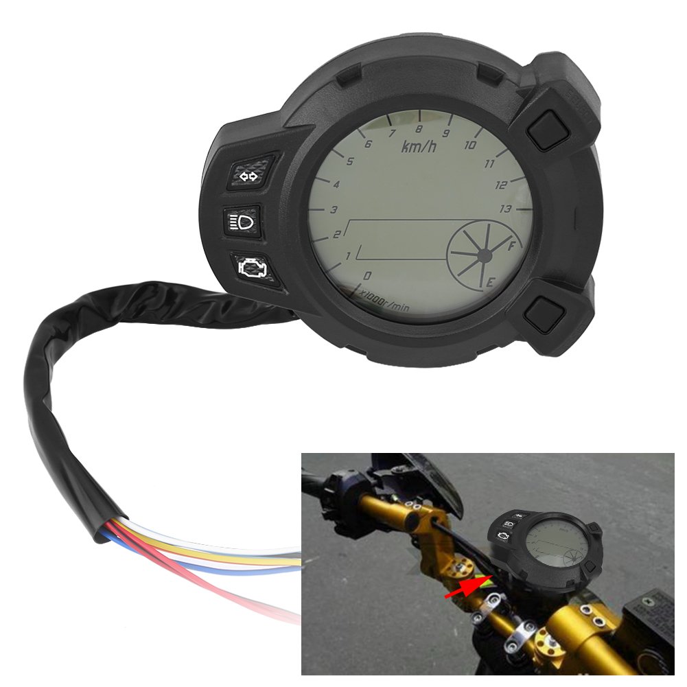 Universal Motorcycle LCD Speedometer & Tachometer - 7 Color Display for Riding