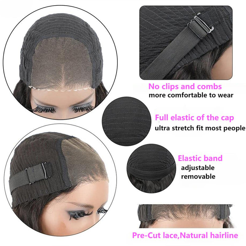 Eullair Short Curly Glueless Bob Wig | Lace Front Human Hair Wigs | Straight & Body Wave Lace Frontal Wig for Women | Perfect for Daily Wear, Cosplay & Special Occasions