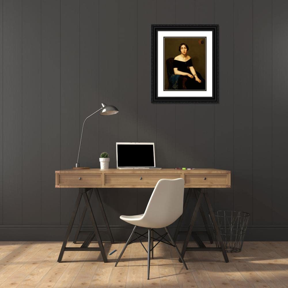 ArtDirect Jean-Hippolyte Flandrin 20x24 Black Ornate Framed Museum Art Print - Madame Louis Antoine De Cambourg (1846) | Classic Home Decor, Office Wall Art, Gift for Art Lovers