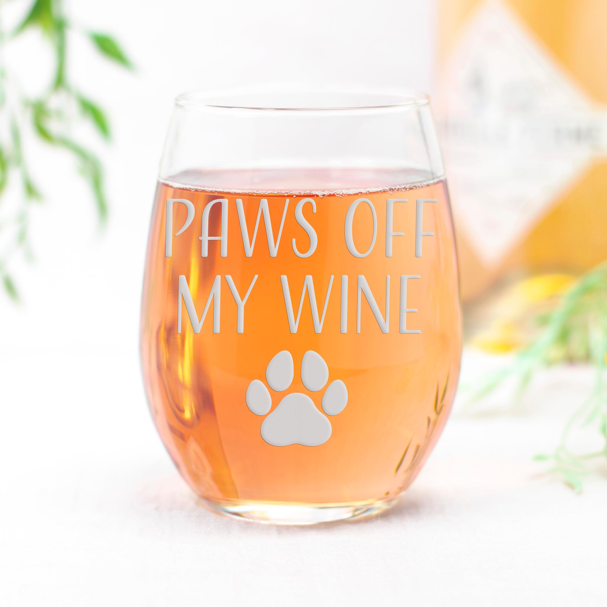 Paws Off My Wine Stemless Glass for Dog Moms - Perfect Dog Lover Gift, Funny Wine Cup for Pet Owners - Great for Housewarming, Birthday Parties & Relaxing with Your Pup