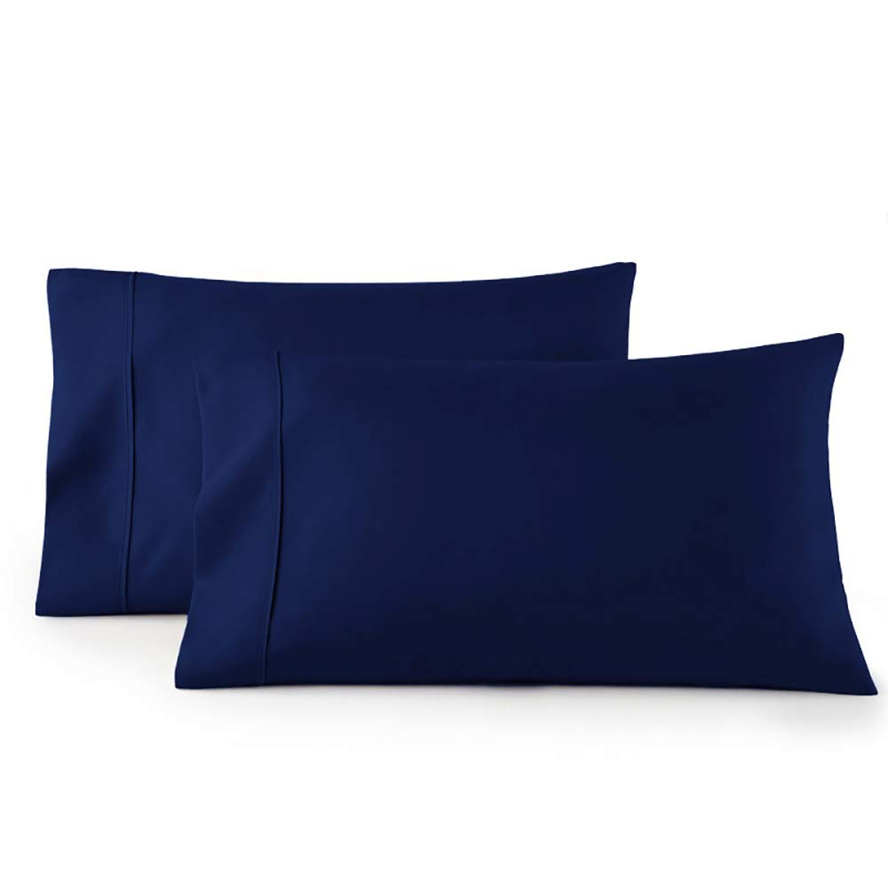 Royal Tradition 100% Cotton 300 Thread Count Pillowcases Set of 2 - Standard/Queen Size, Navy Blue, Ultra Soft Bedding for Luxury Comfort - Perfect for Master Bedroom, Guest Room & Hotel Use