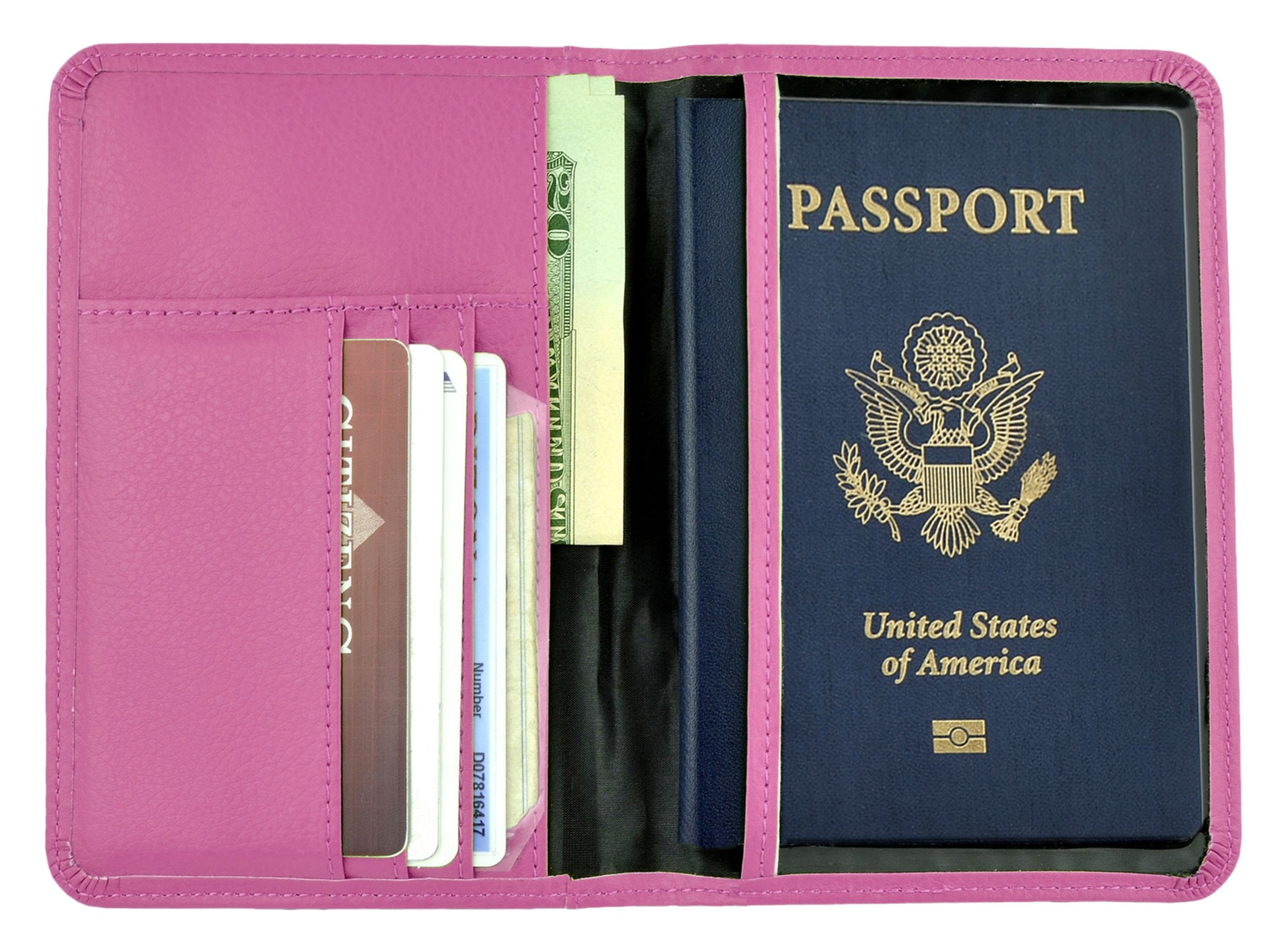 Belle Donne RFID Blocking Passport Holder Wallet - PU Leather Travel Document Cover for Women, Pink | Perfect for Air Travel, International Trips & Secure ID Storage