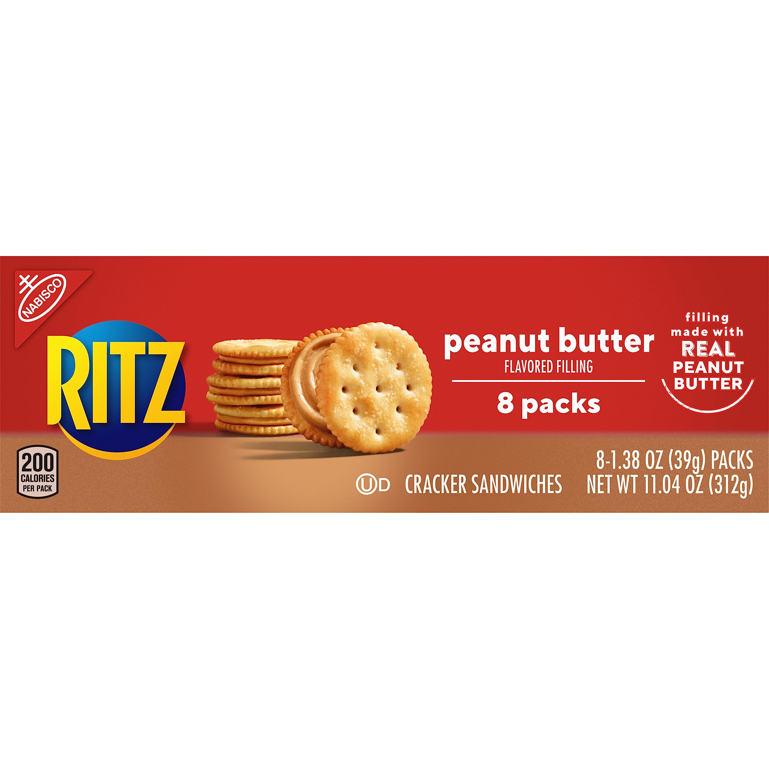 RITZ Peanut Butter Sandwich Crackers - 112 Snack Packs (14 Boxes, 6 Crackers Each) - Perfect for Lunch Boxes, Office Snacks & On-the-Go Treats